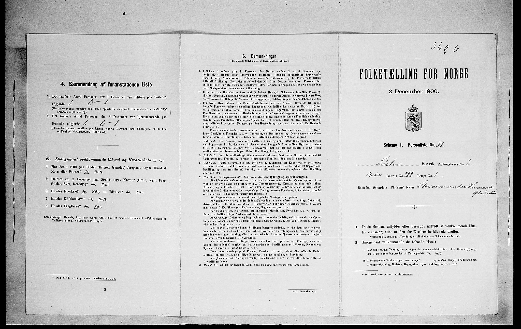 SAH, 1900 census for Løten, 1900, p. 586