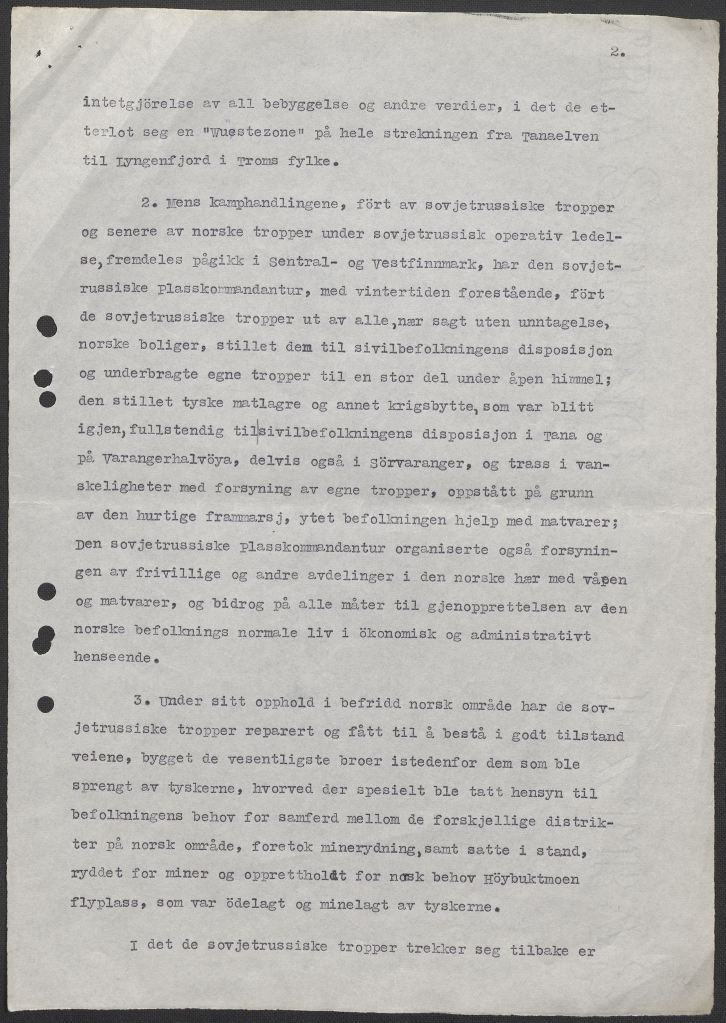 Forsvaret, Forsvarets krigshistoriske avdeling, RA/RAFA-2017/E/Ec/L0137/0005: Kapitulasjon i 1945.  Opptakt og avslutning. / Utkast til avtale mellom Regjeringen og Sovjet 1944.  Protokoll Kirkenes  24.09.1945., 1944-1945, p. 10