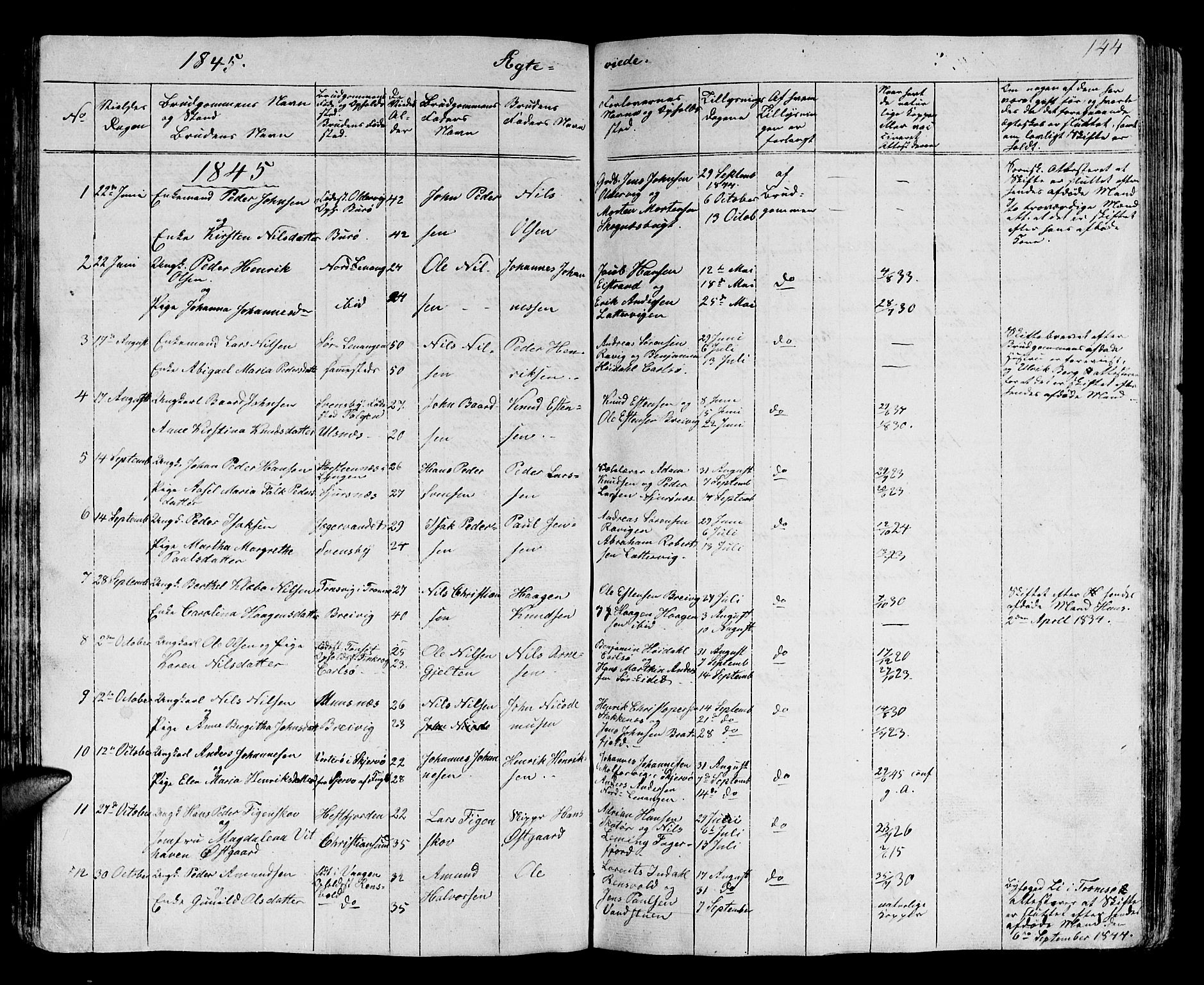 Karlsøy sokneprestembete, SATØ/S-1299/H/Ha/Hab/L0002klokker: Parish register (copy) no. 2, 1843-1861, p. 144