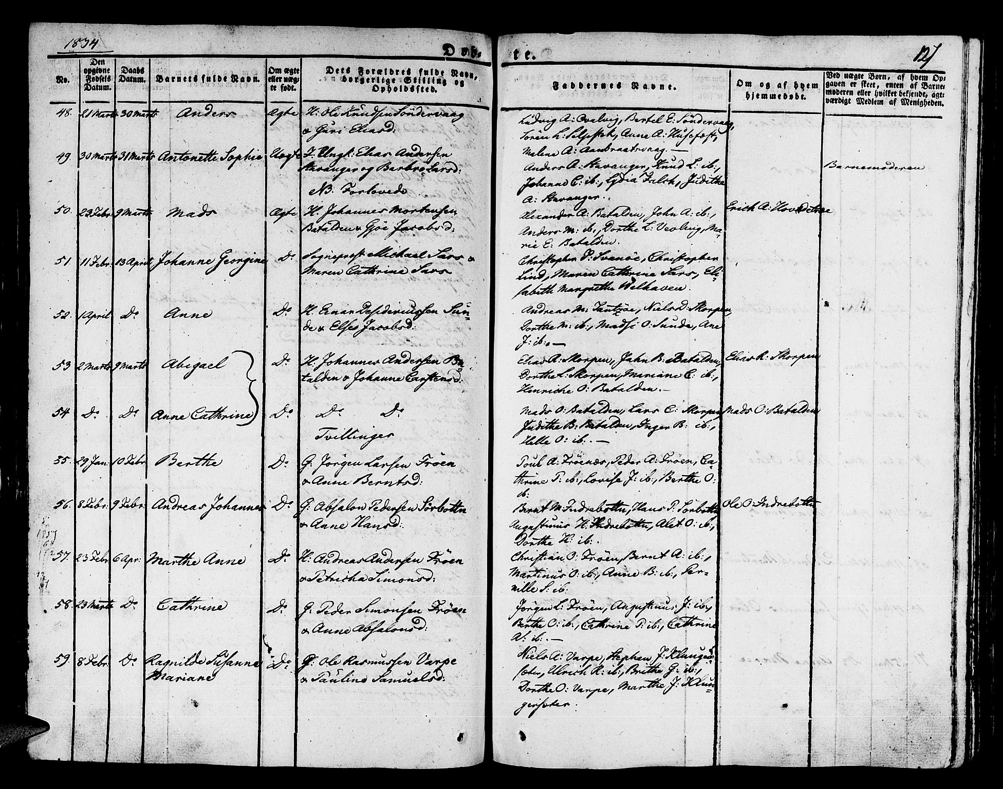 Kinn sokneprestembete, SAB/A-80801/H/Haa/Haaa/L0004/0001: Parish register (official) no. A 4I, 1822-1840, p. 127