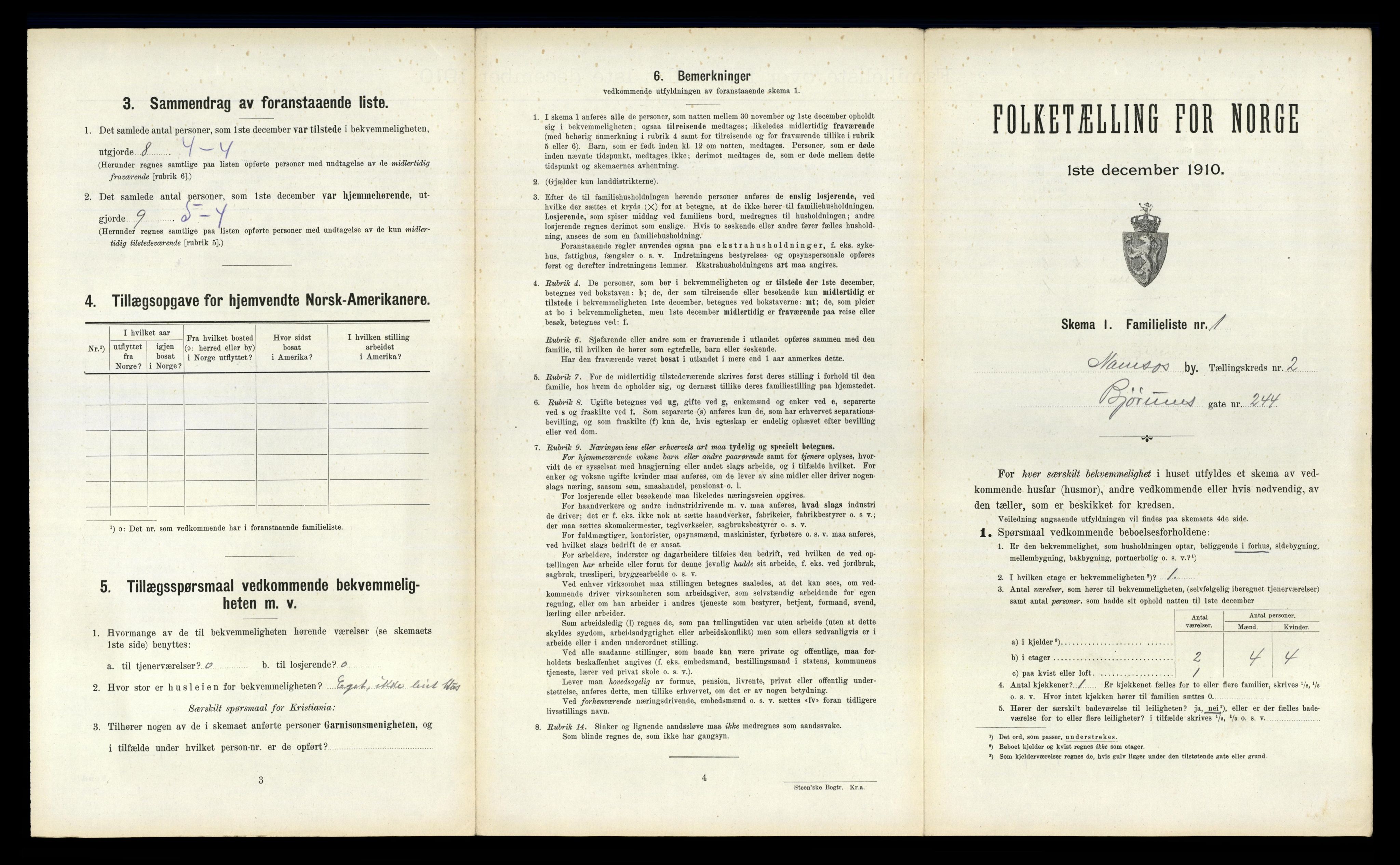 RA, 1910 census for Namsos, 1910, p. 382