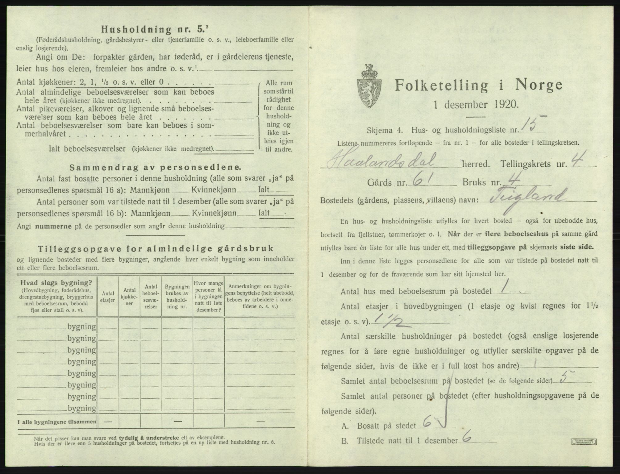 SAB, 1920 census for Hålandsdal, 1920, p. 150