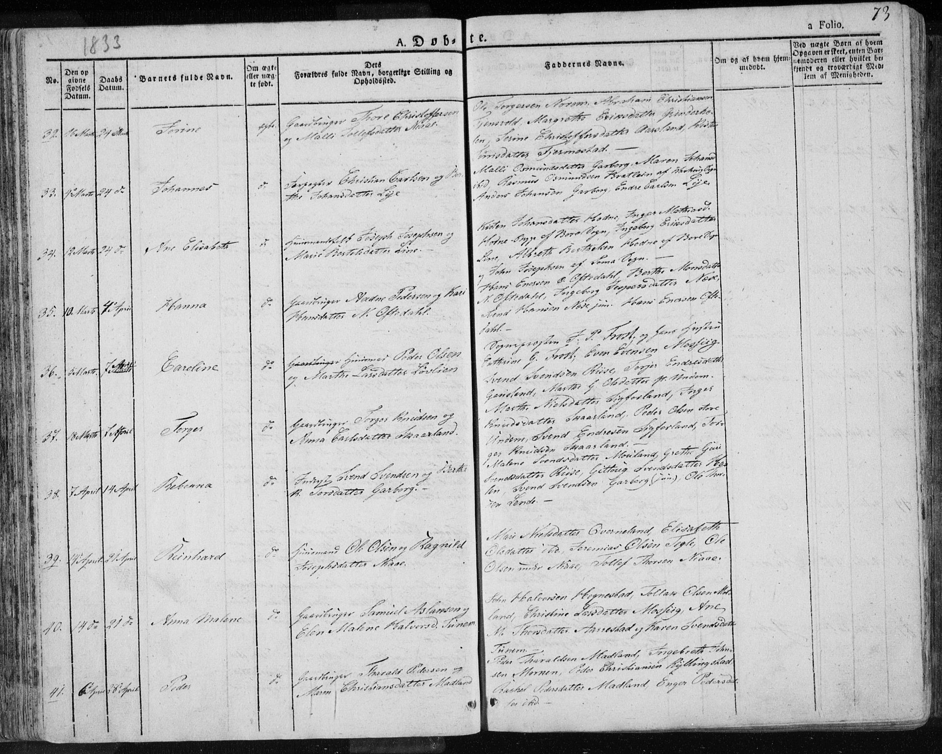 Lye sokneprestkontor, AV/SAST-A-101794/001/30BA/L0004: Parish register (official) no. A 4, 1826-1841, p. 73