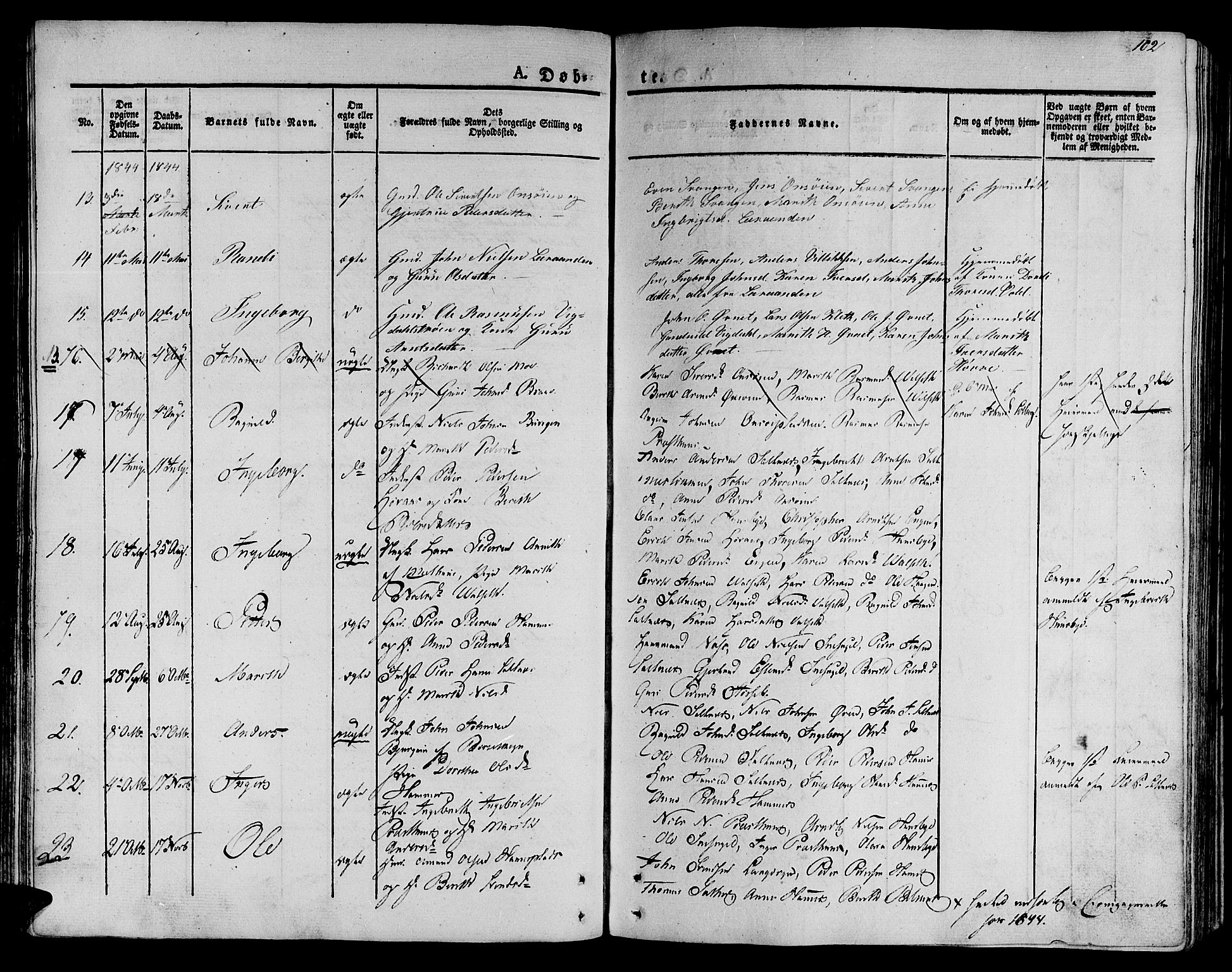 Ministerialprotokoller, klokkerbøker og fødselsregistre - Sør-Trøndelag, SAT/A-1456/612/L0375: Parish register (official) no. 612A07 /2, 1829-1845, p. 102