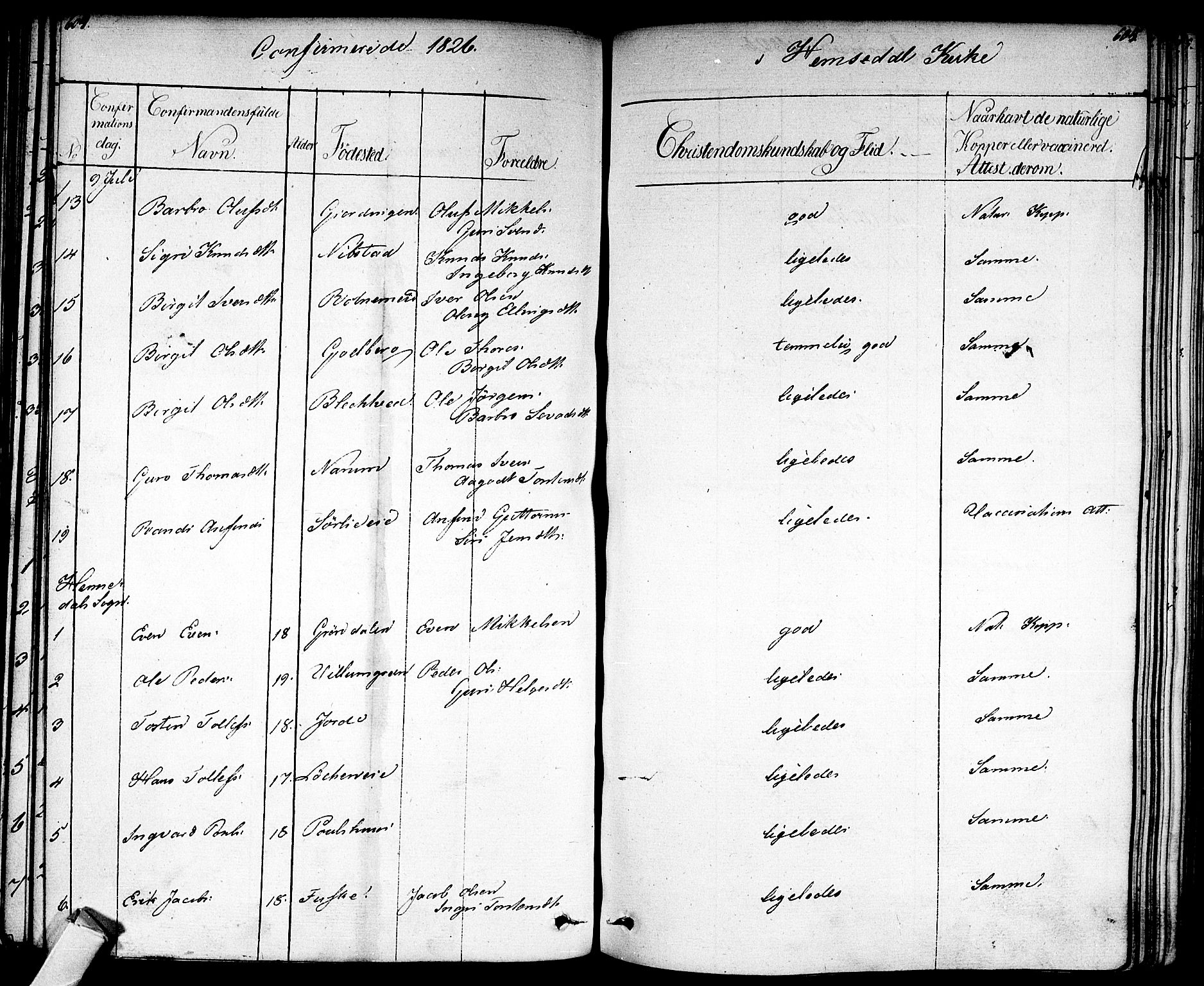 Nes kirkebøker, AV/SAKO-A-236/F/Fa/L0008: Parish register (official) no. 8, 1824-1834, p. 604-605