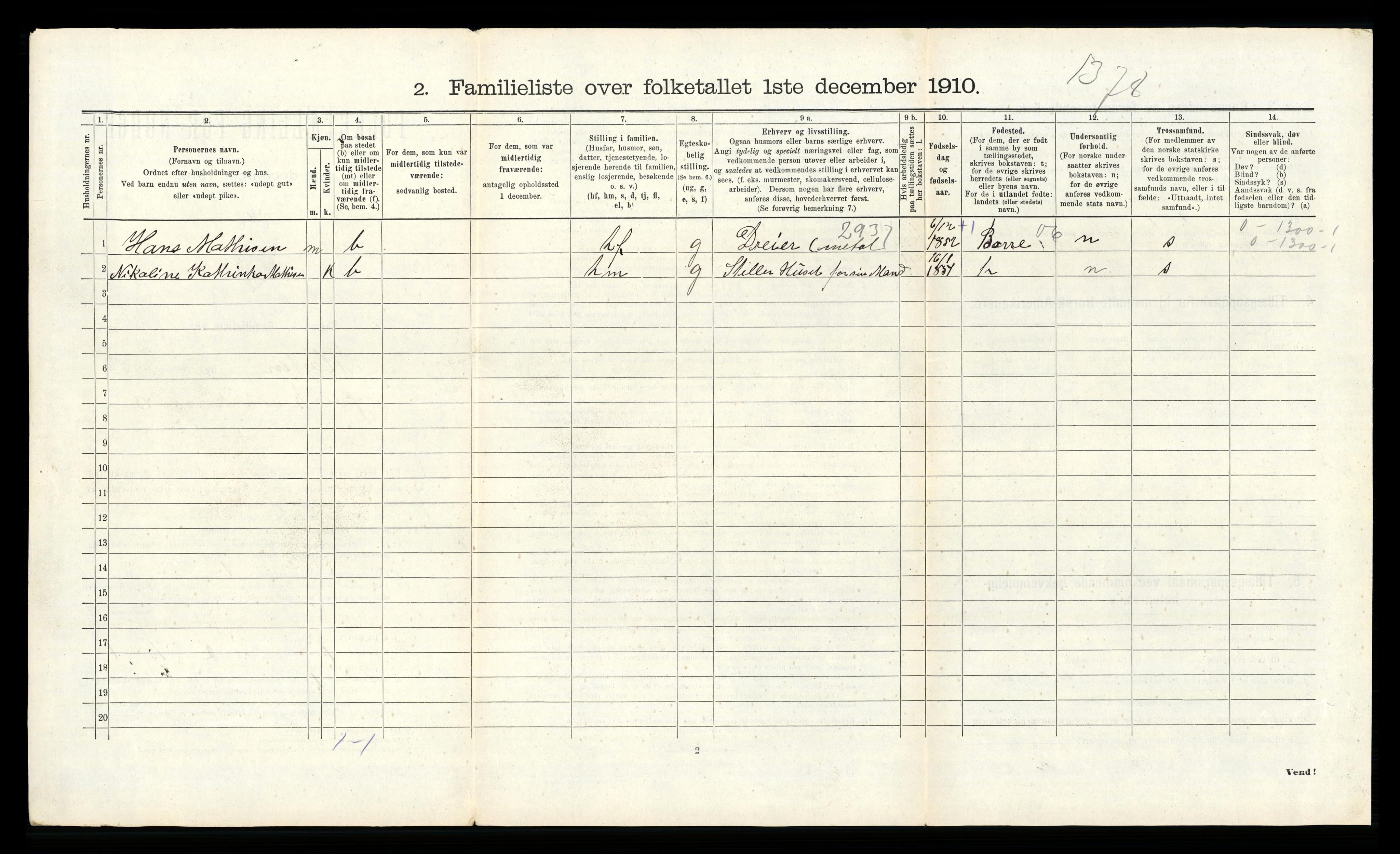 RA, 1910 census for Horten, 1910, p. 2763