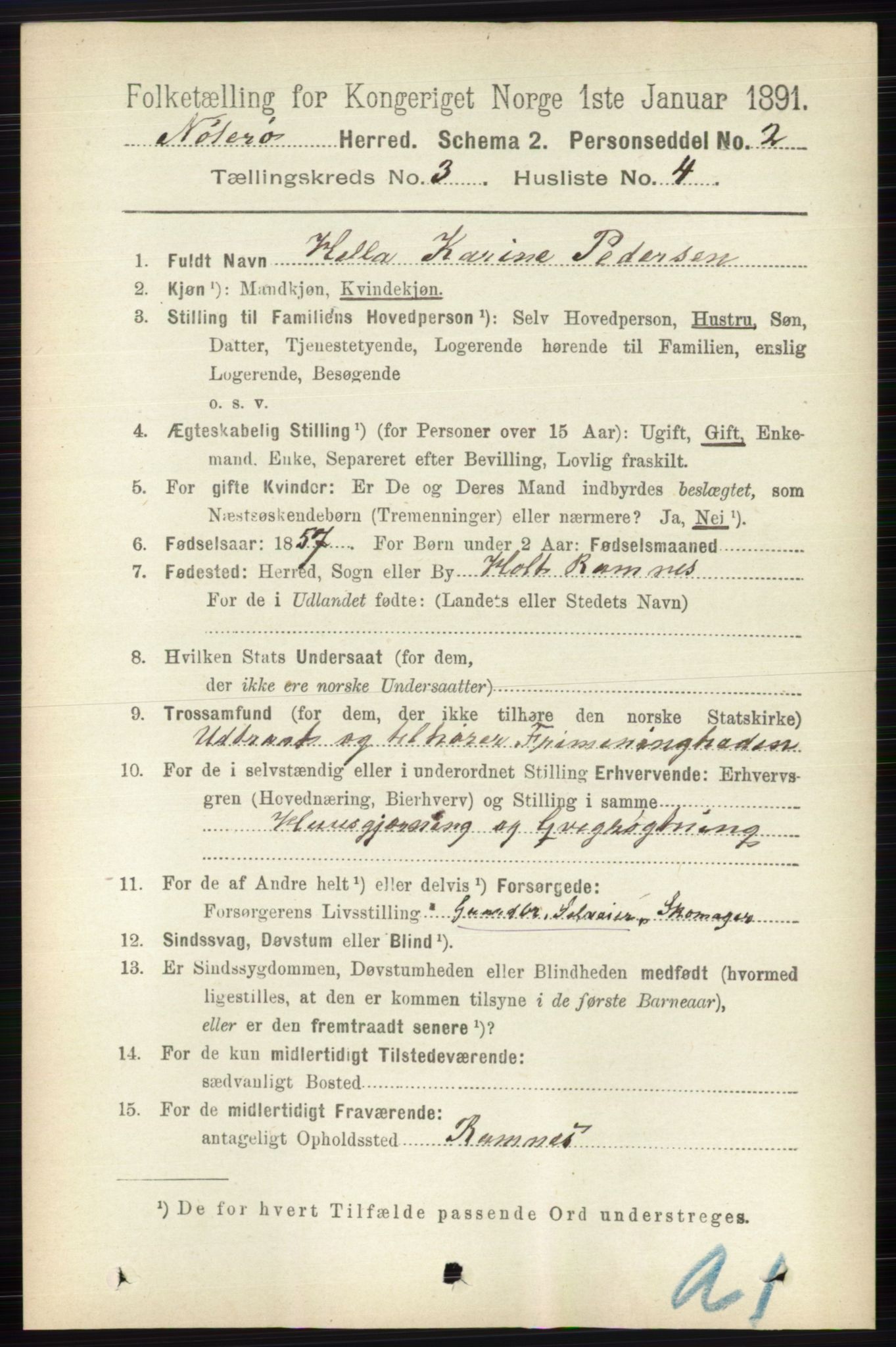 RA, 1891 census for 0722 Nøtterøy, 1891, p. 1556