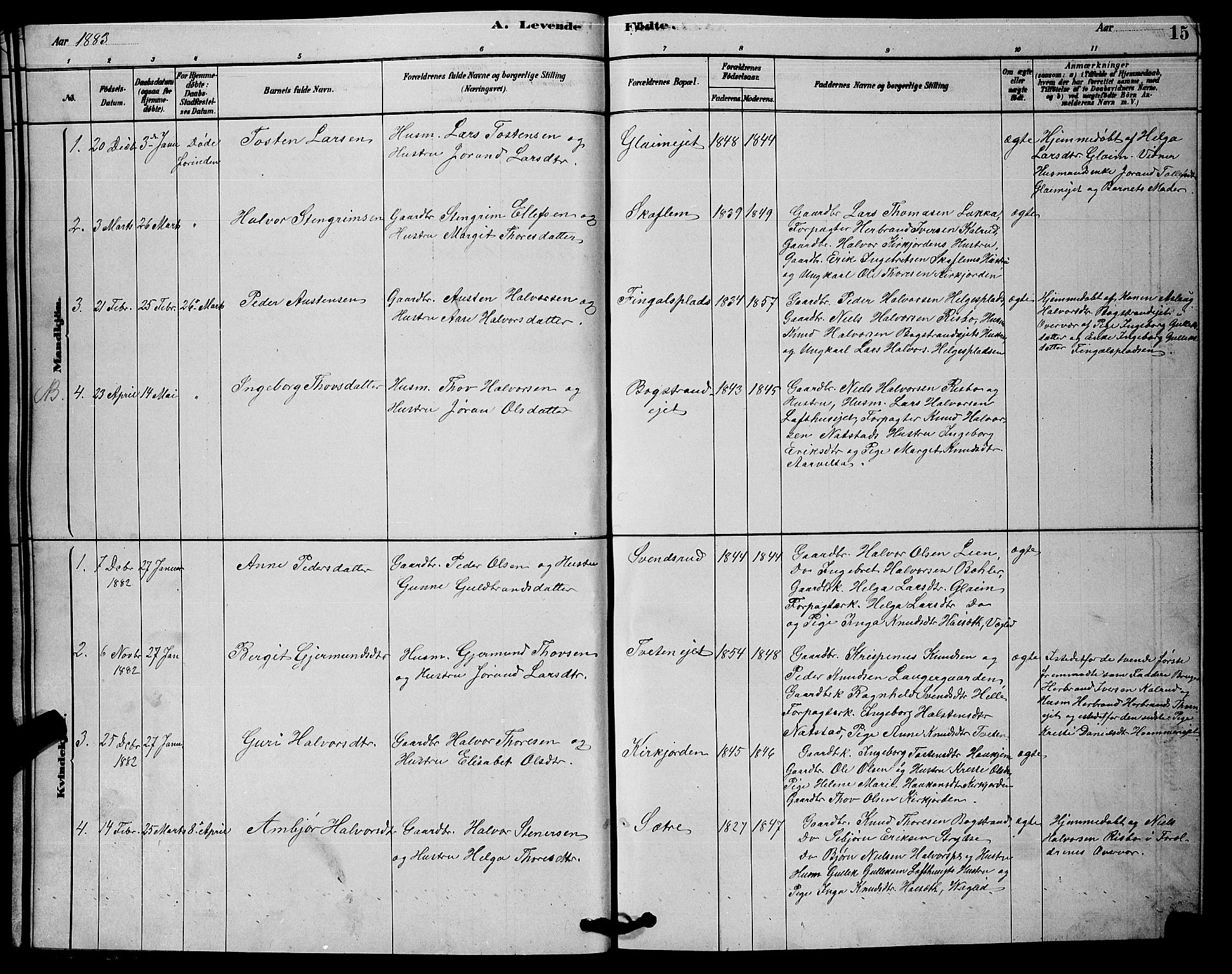 Rollag kirkebøker, SAKO/A-240/G/Gb/L0002: Parish register (copy) no. II 2, 1878-1898, p. 15