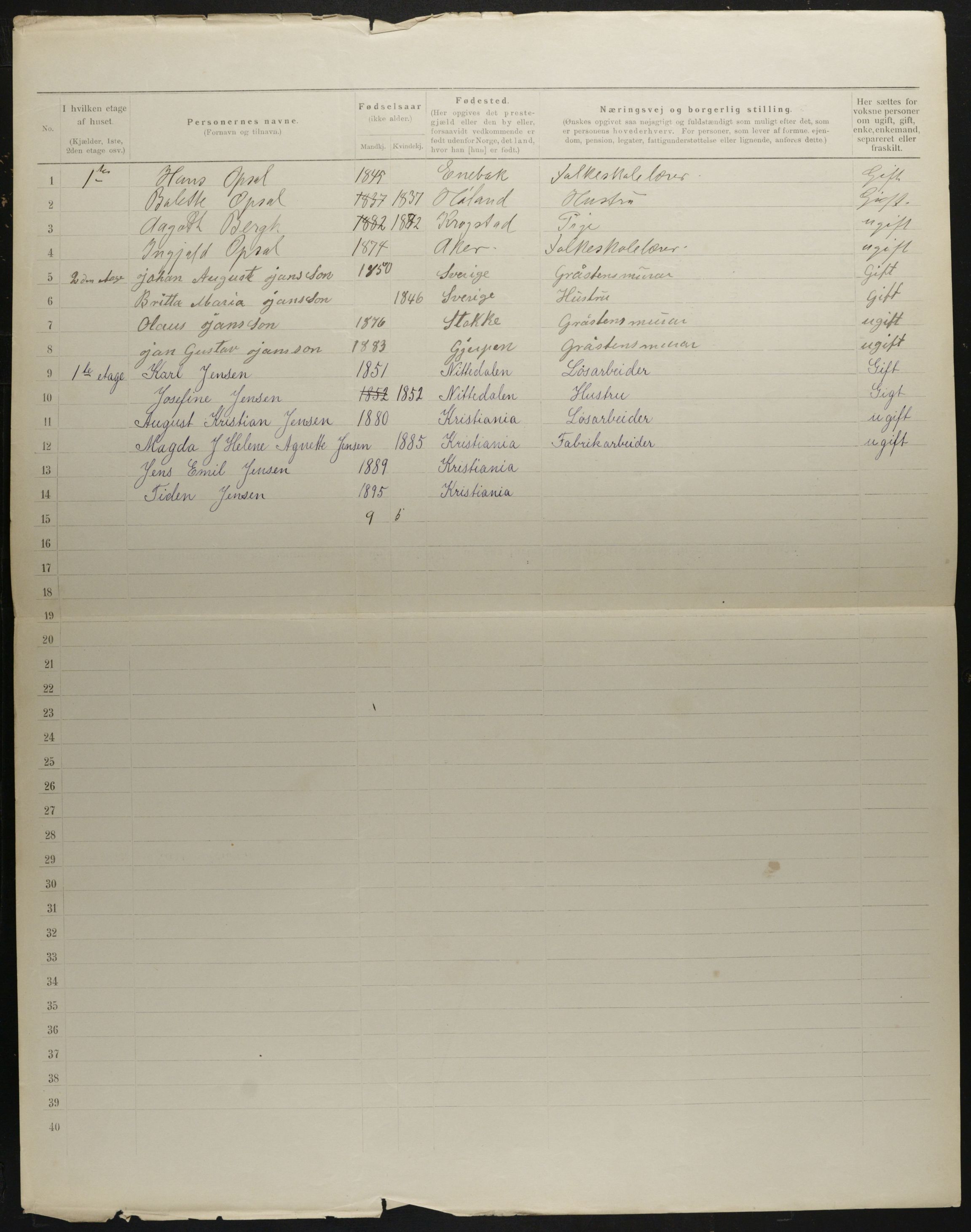 OBA, Municipal Census 1901 for Kristiania, 1901, p. 2490