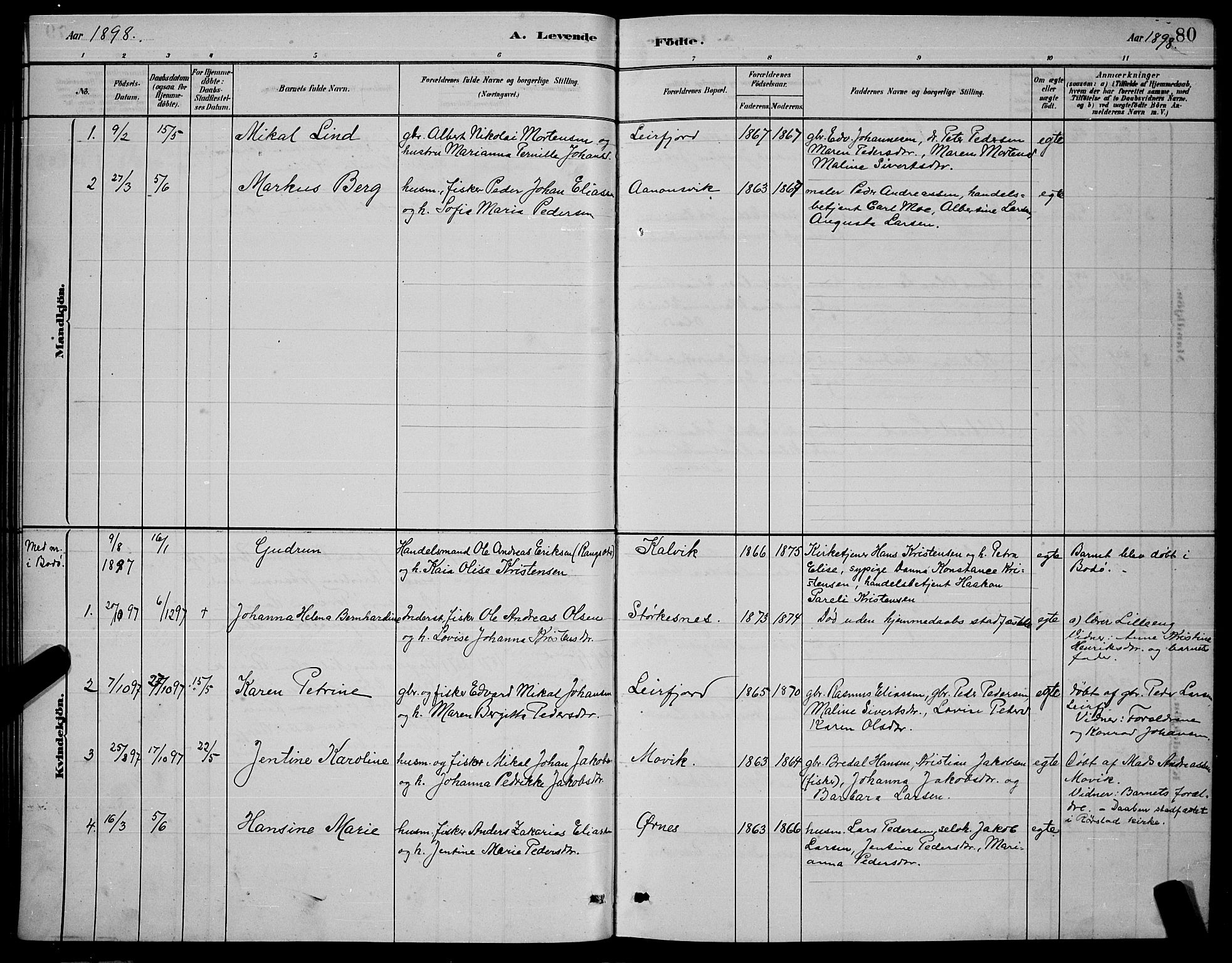 Ministerialprotokoller, klokkerbøker og fødselsregistre - Nordland, AV/SAT-A-1459/853/L0772: Parish register (official) no. 853A11, 1881-1900, p. 80