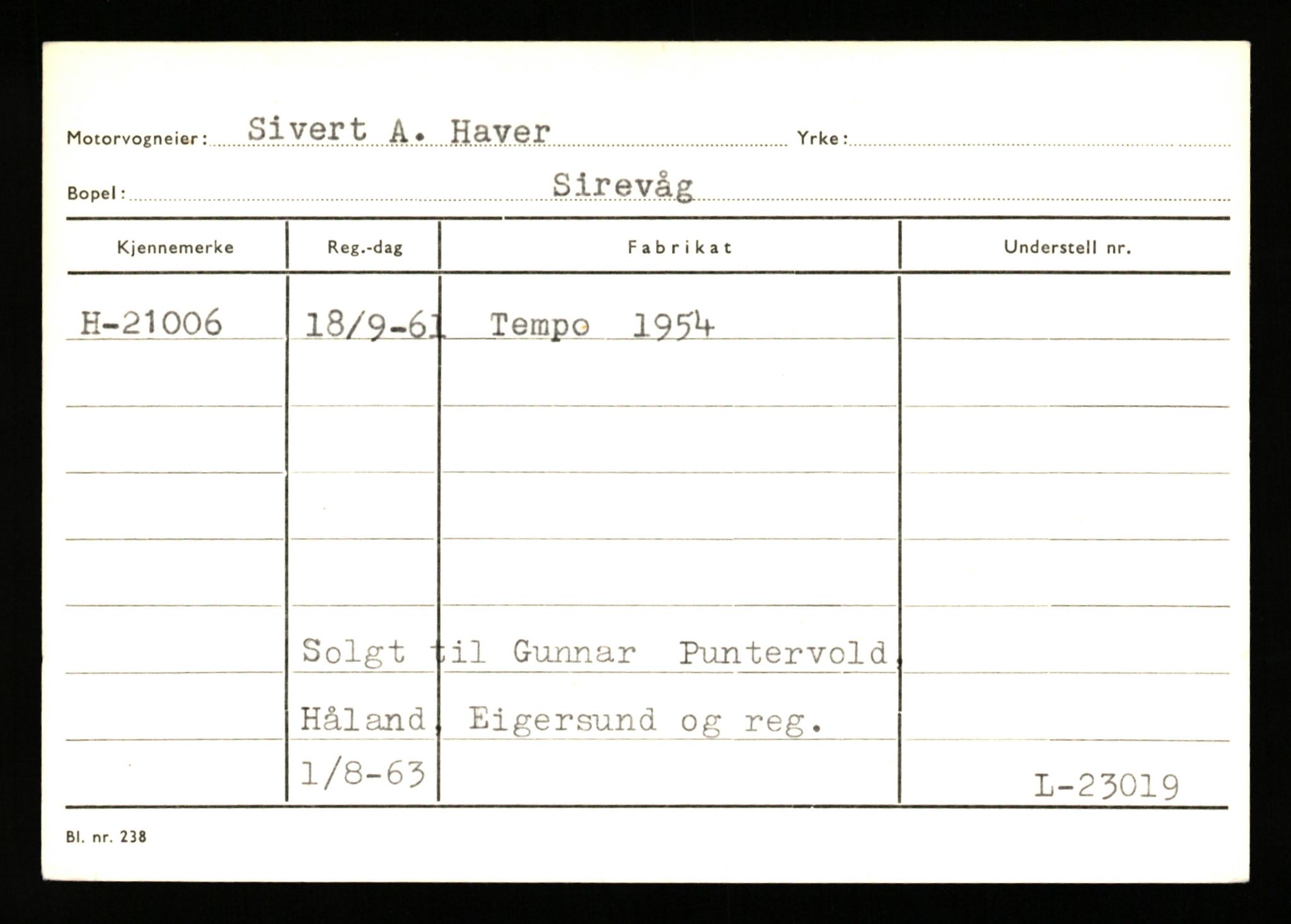 Stavanger trafikkstasjon, SAST/A-101942/0/G/L0004: Registreringsnummer: 15497 - 22957, 1930-1971, p. 2536