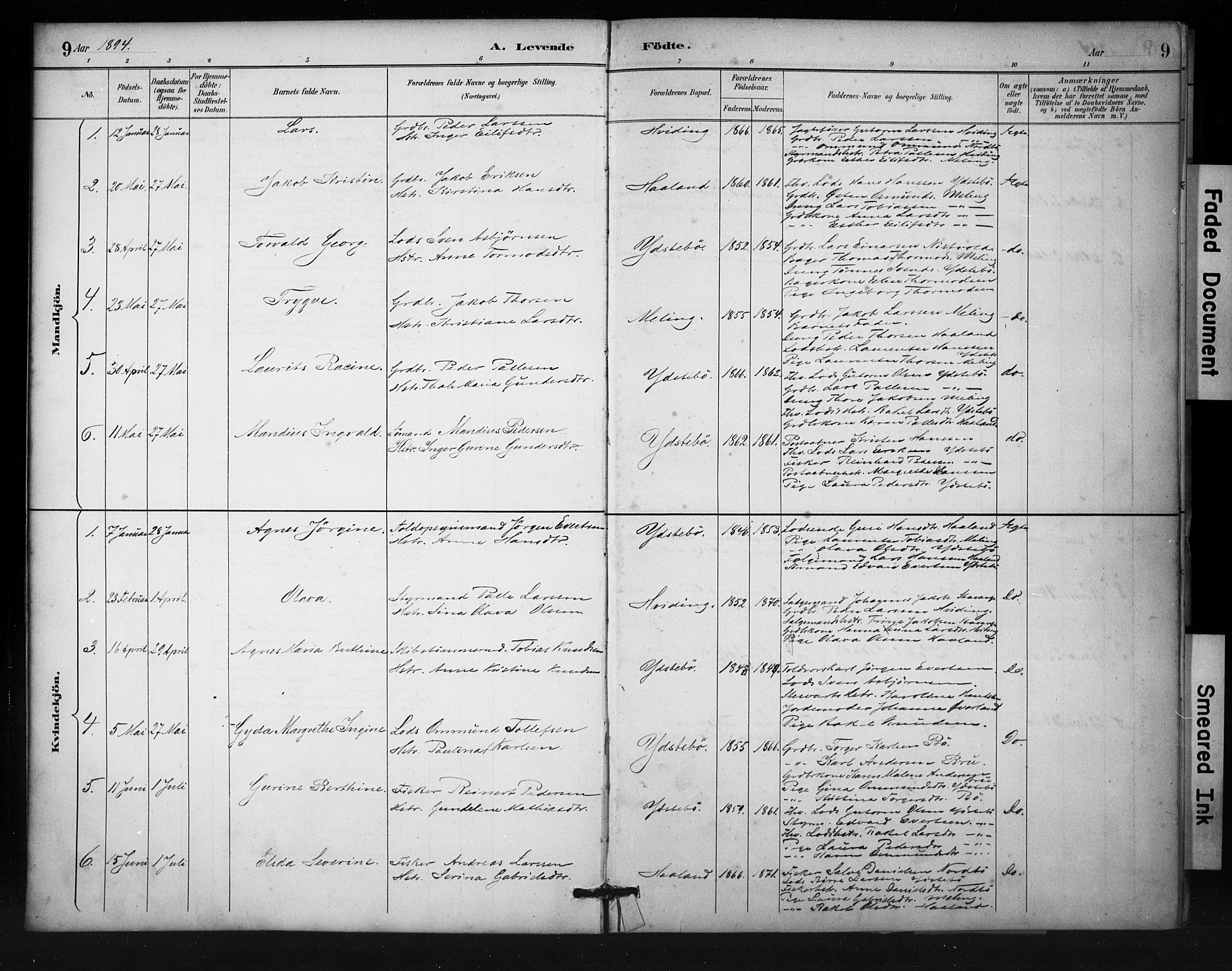 Rennesøy sokneprestkontor, SAST/A -101827/H/Ha/Haa/L0013: Parish register (official) no. A 12, 1888-1916, p. 9