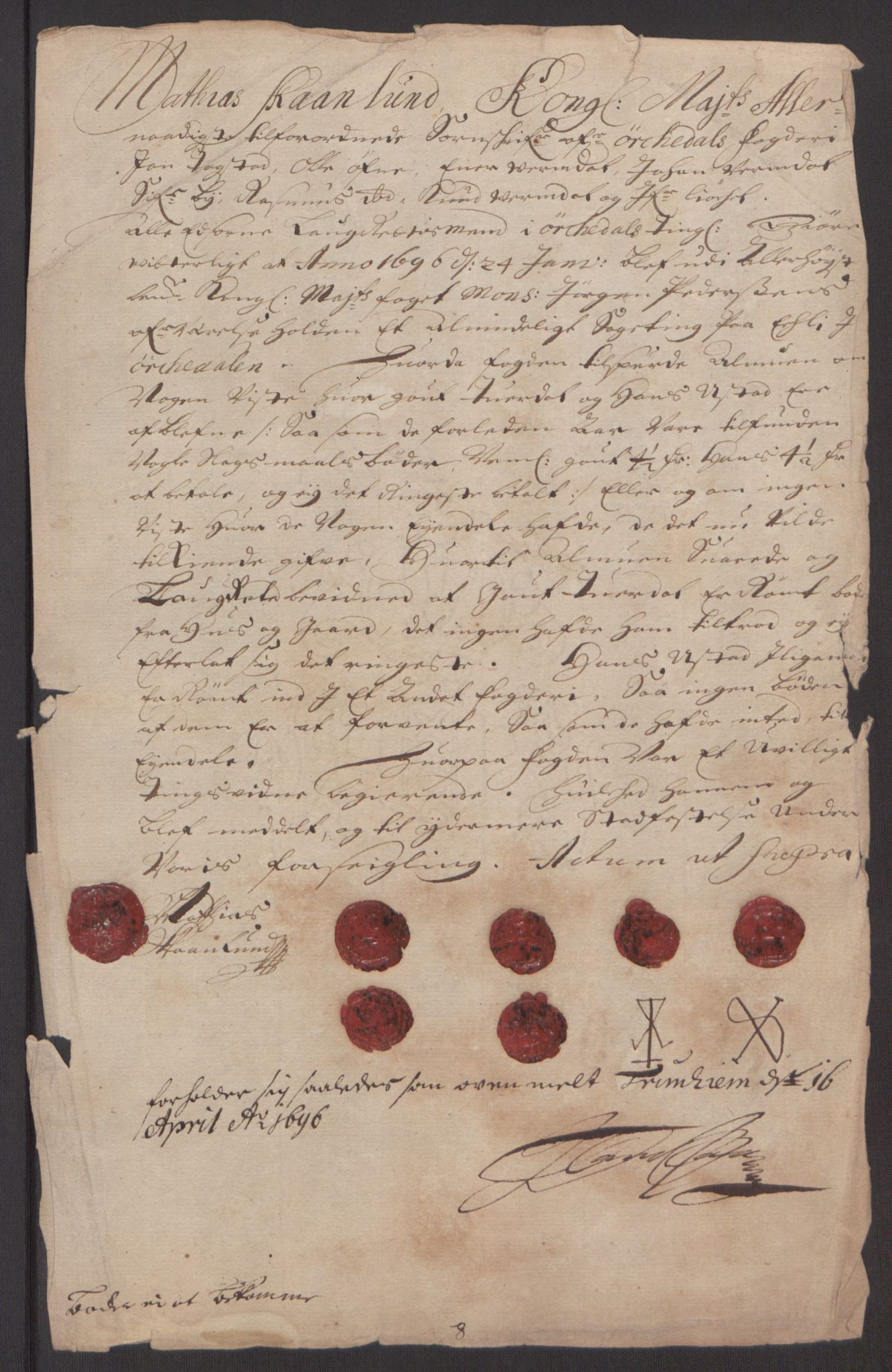 Rentekammeret inntil 1814, Reviderte regnskaper, Fogderegnskap, AV/RA-EA-4092/R60/L3945: Fogderegnskap Orkdal og Gauldal, 1695, p. 244