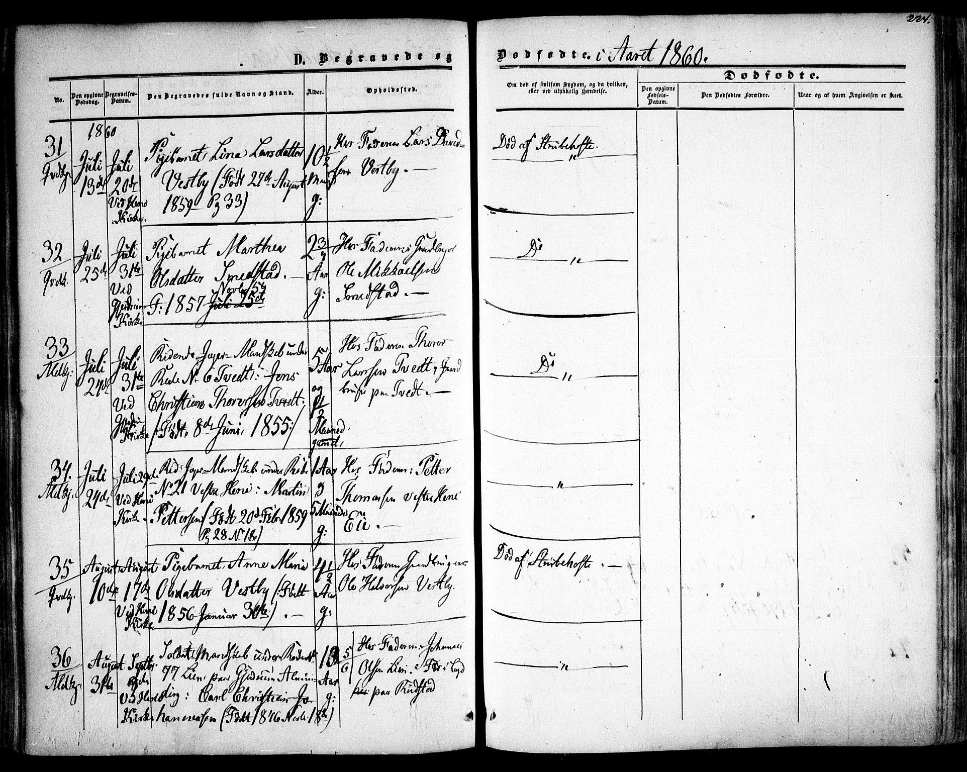 Gjerdrum prestekontor Kirkebøker, AV/SAO-A-10412b/F/Fa/L0007: Parish register (official) no. I 7, 1857-1866, p. 224