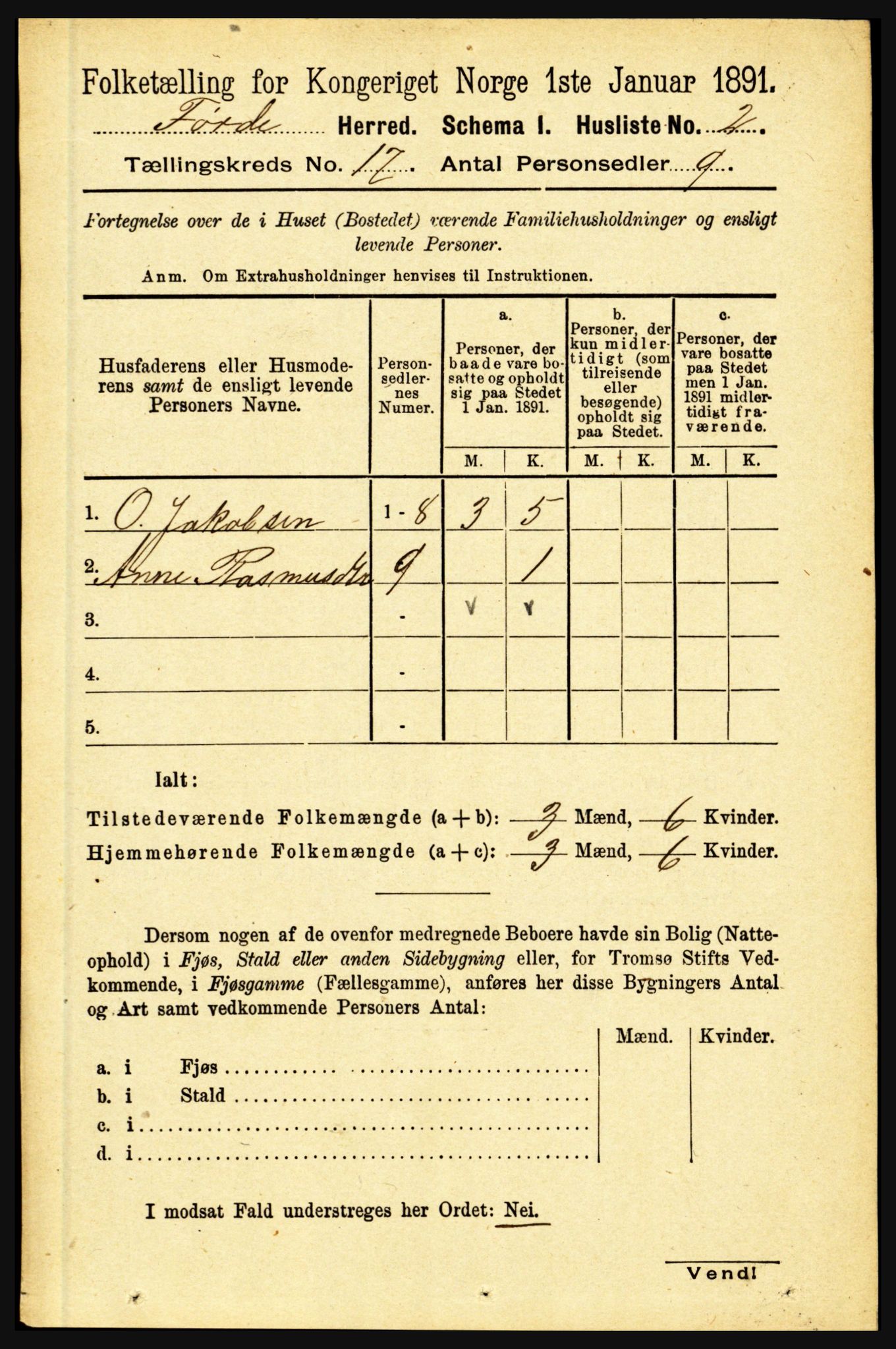 RA, 1891 census for 1432 Førde, 1891, p. 5969