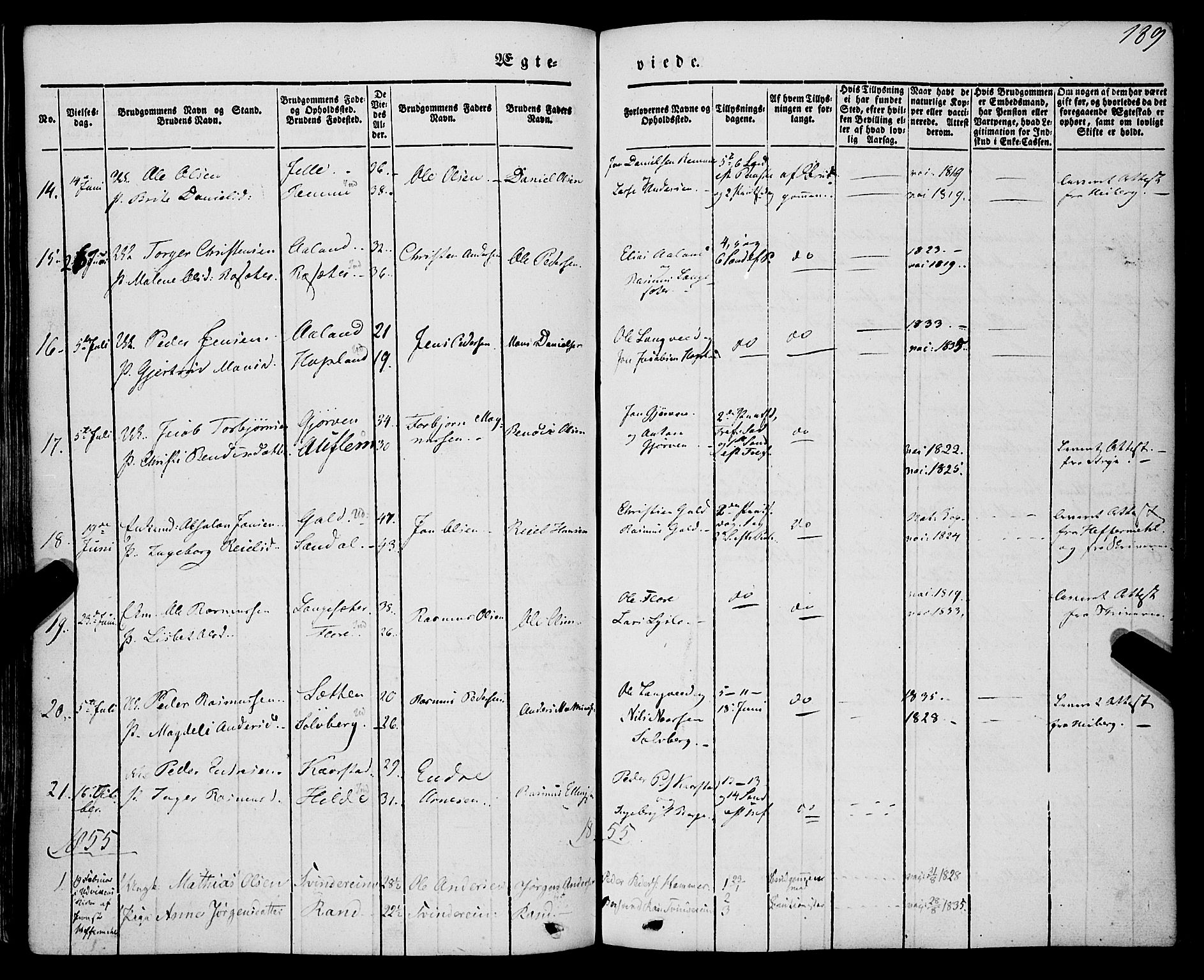 Innvik sokneprestembete, AV/SAB-A-80501: Parish register (official) no. A 5, 1847-1865, p. 189