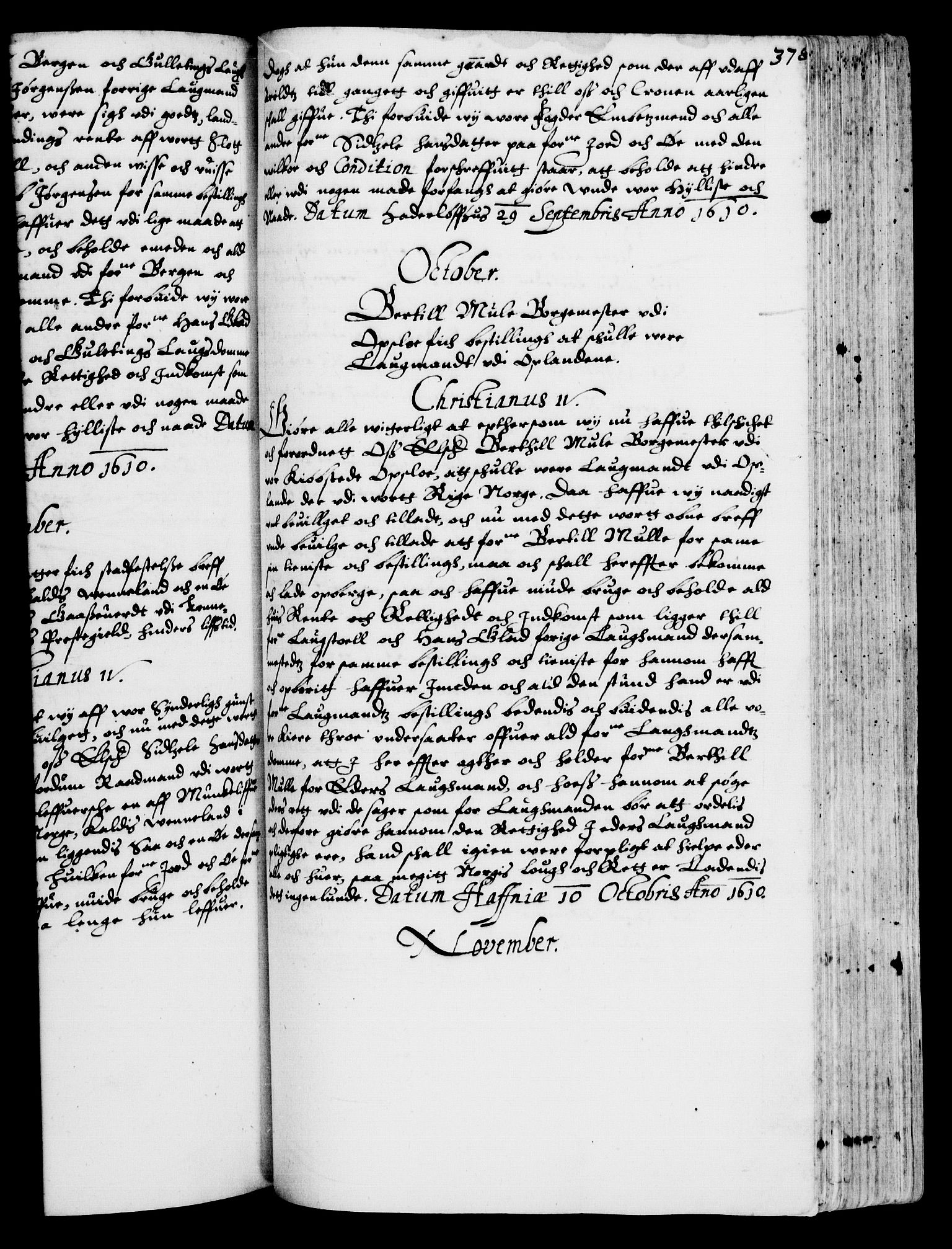 Danske Kanselli 1572-1799, AV/RA-EA-3023/F/Fc/Fca/Fcaa/L0003: Norske registre (mikrofilm), 1596-1616, p. 378a