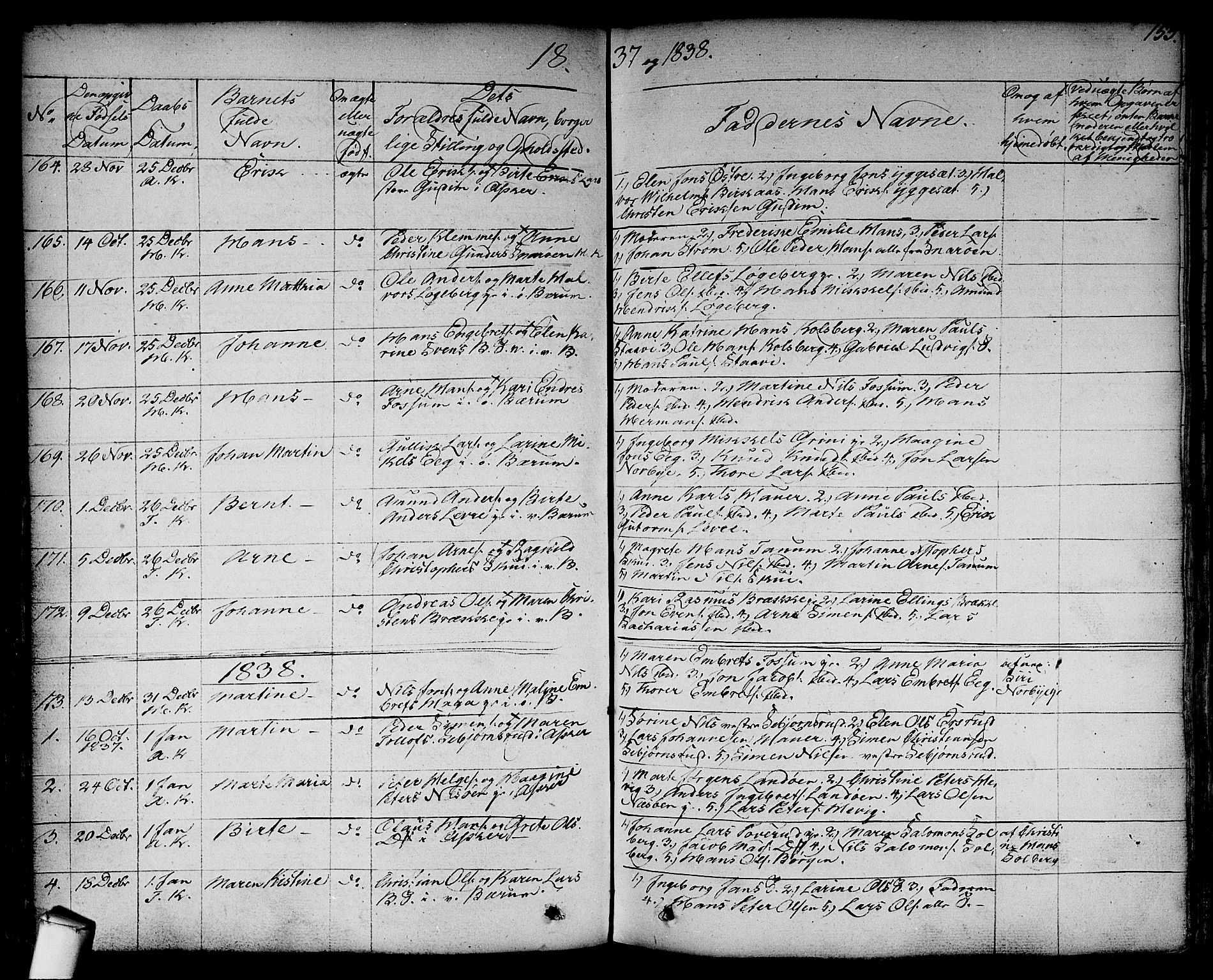 Asker prestekontor Kirkebøker, SAO/A-10256a/F/Fa/L0007: Parish register (official) no. I 7, 1825-1864, p. 153