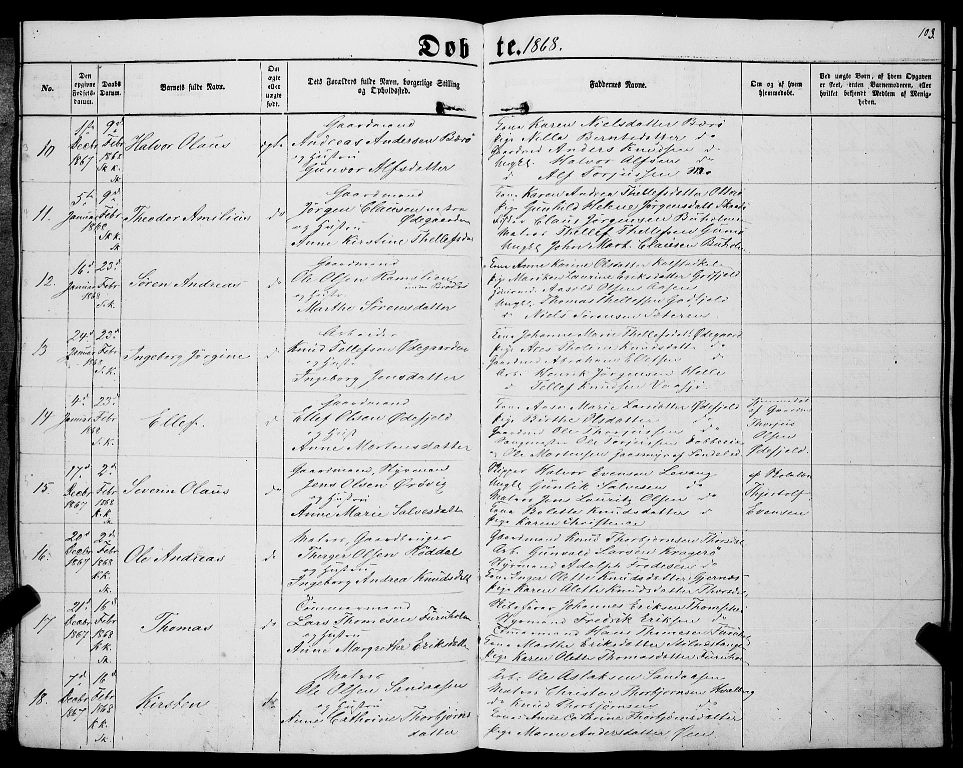 Sannidal kirkebøker, SAKO/A-296/F/Fa/L0011: Parish register (official) no. 11, 1863-1873, p. 103