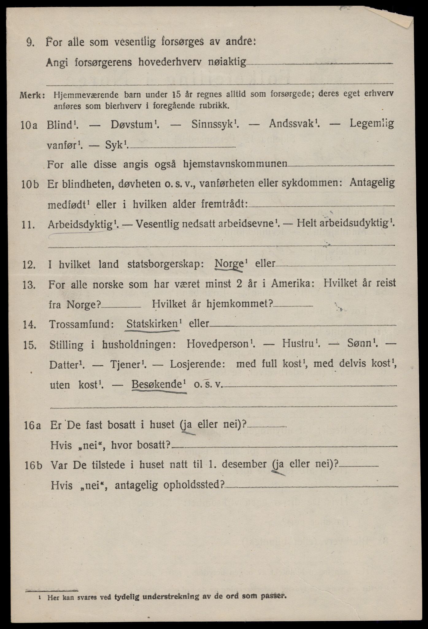 SAST, 1920 census for Stangaland, 1920, p. 2166