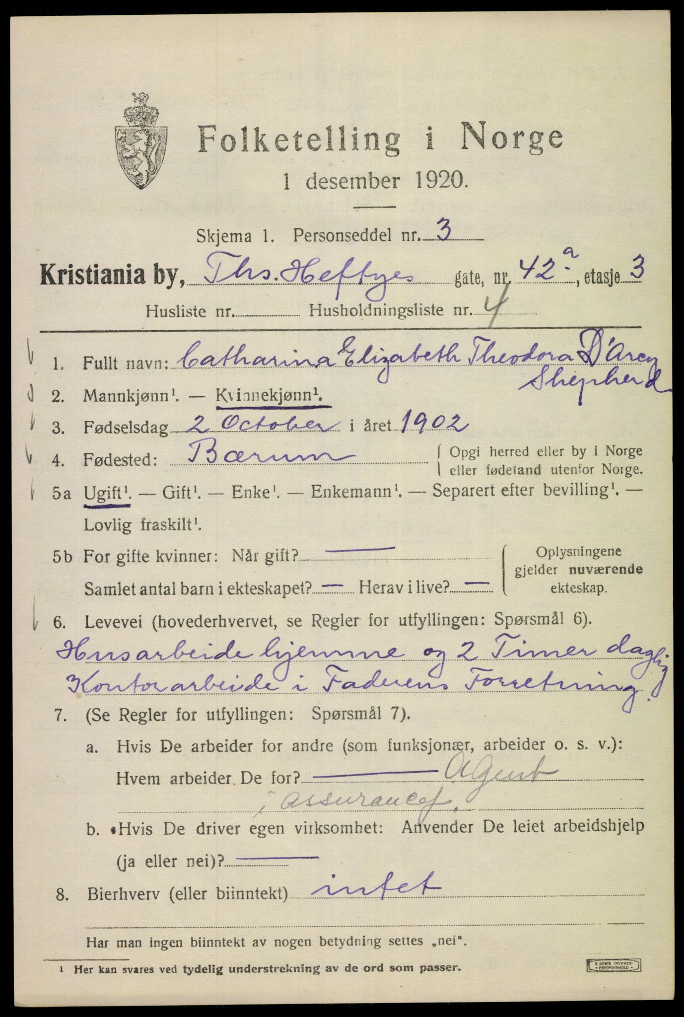 SAO, 1920 census for Kristiania, 1920, p. 571547