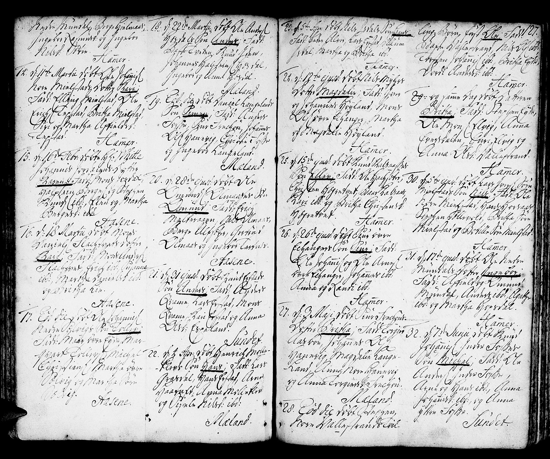 Hamre sokneprestembete, AV/SAB-A-75501/H/Ha/Haa/Haaa/L0007: Parish register (official) no. A 7, 1762-1777, p. 127