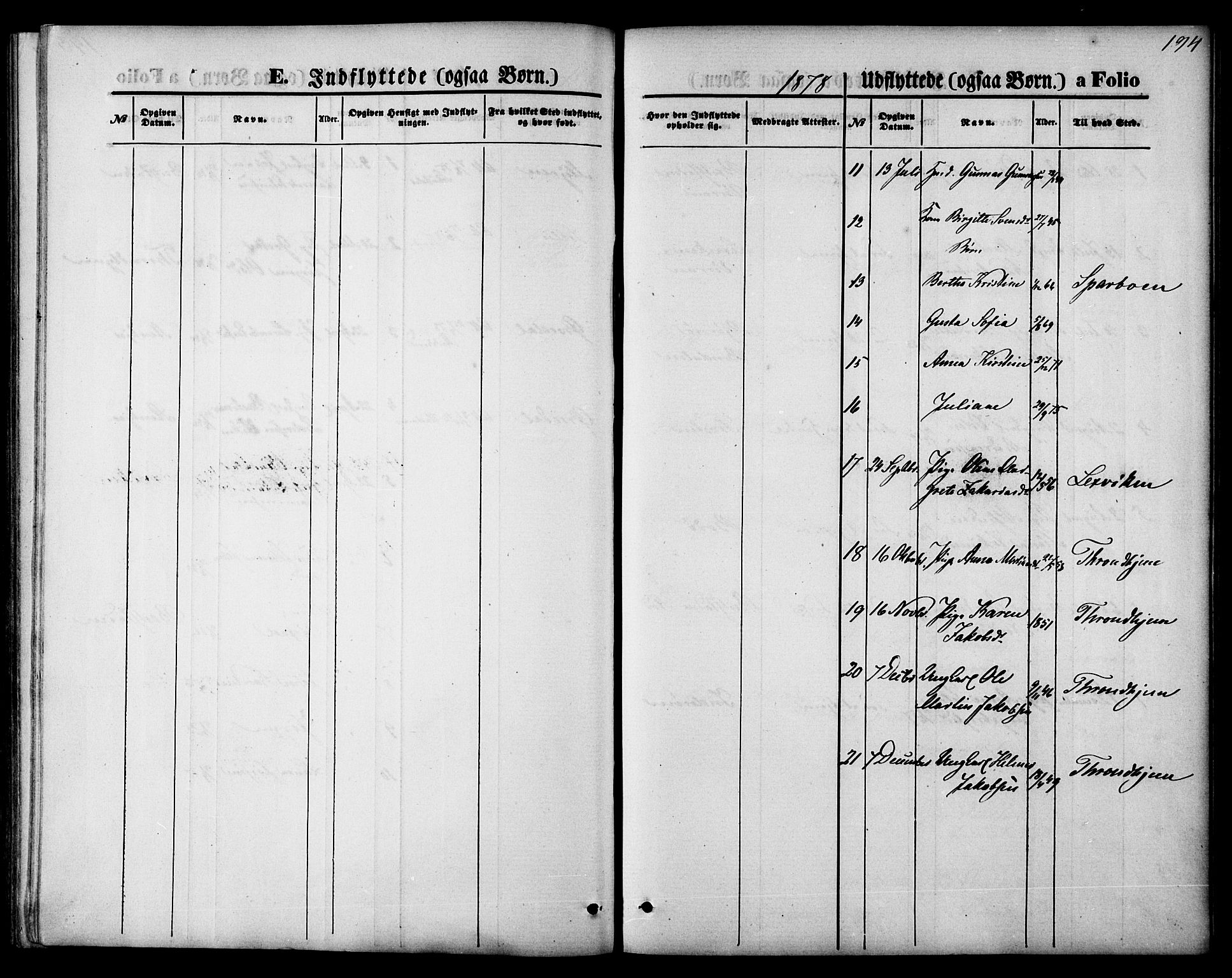 Ministerialprotokoller, klokkerbøker og fødselsregistre - Nord-Trøndelag, SAT/A-1458/744/L0419: Parish register (official) no. 744A03, 1867-1881, p. 194