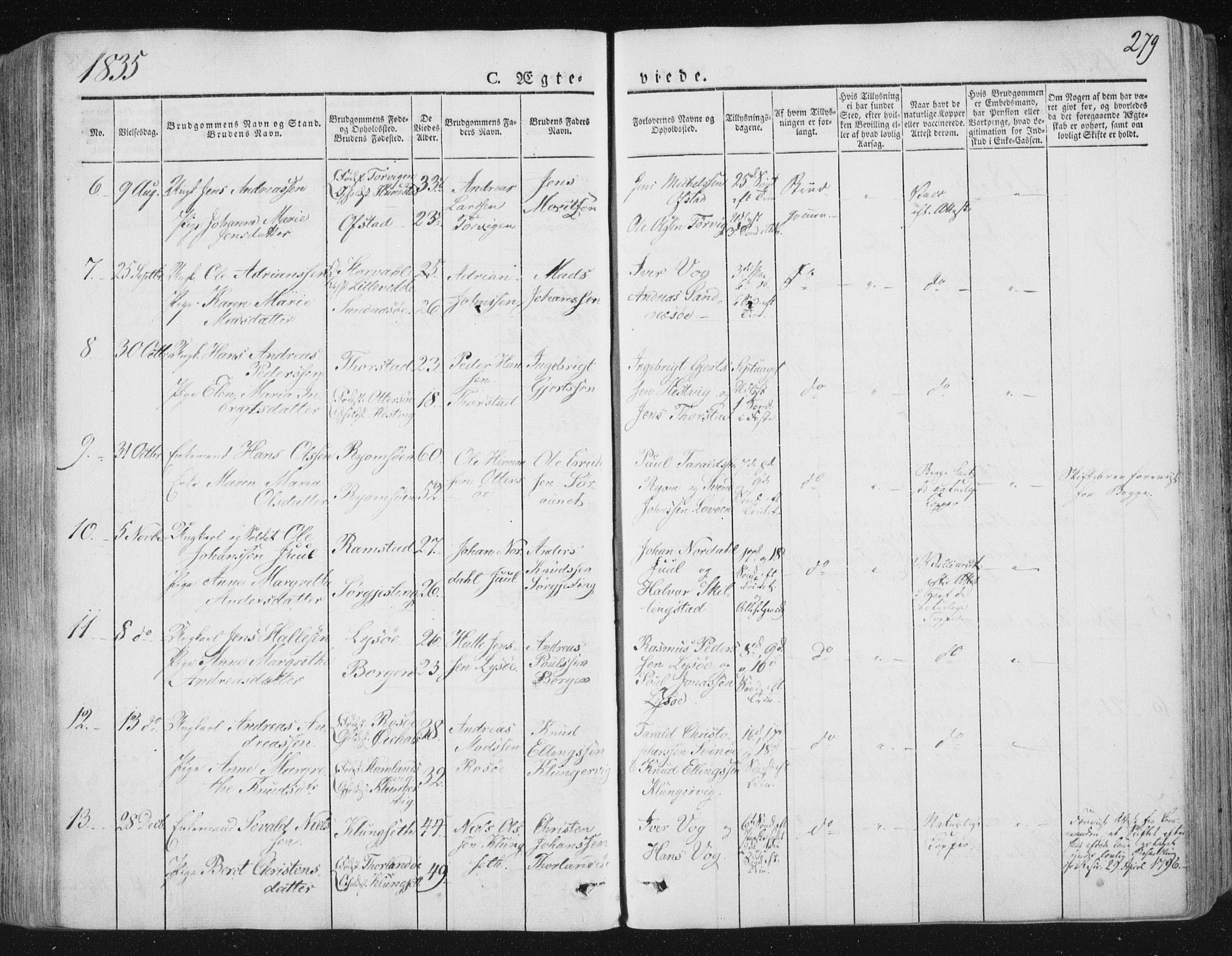 Ministerialprotokoller, klokkerbøker og fødselsregistre - Nord-Trøndelag, SAT/A-1458/784/L0669: Parish register (official) no. 784A04, 1829-1859, p. 279