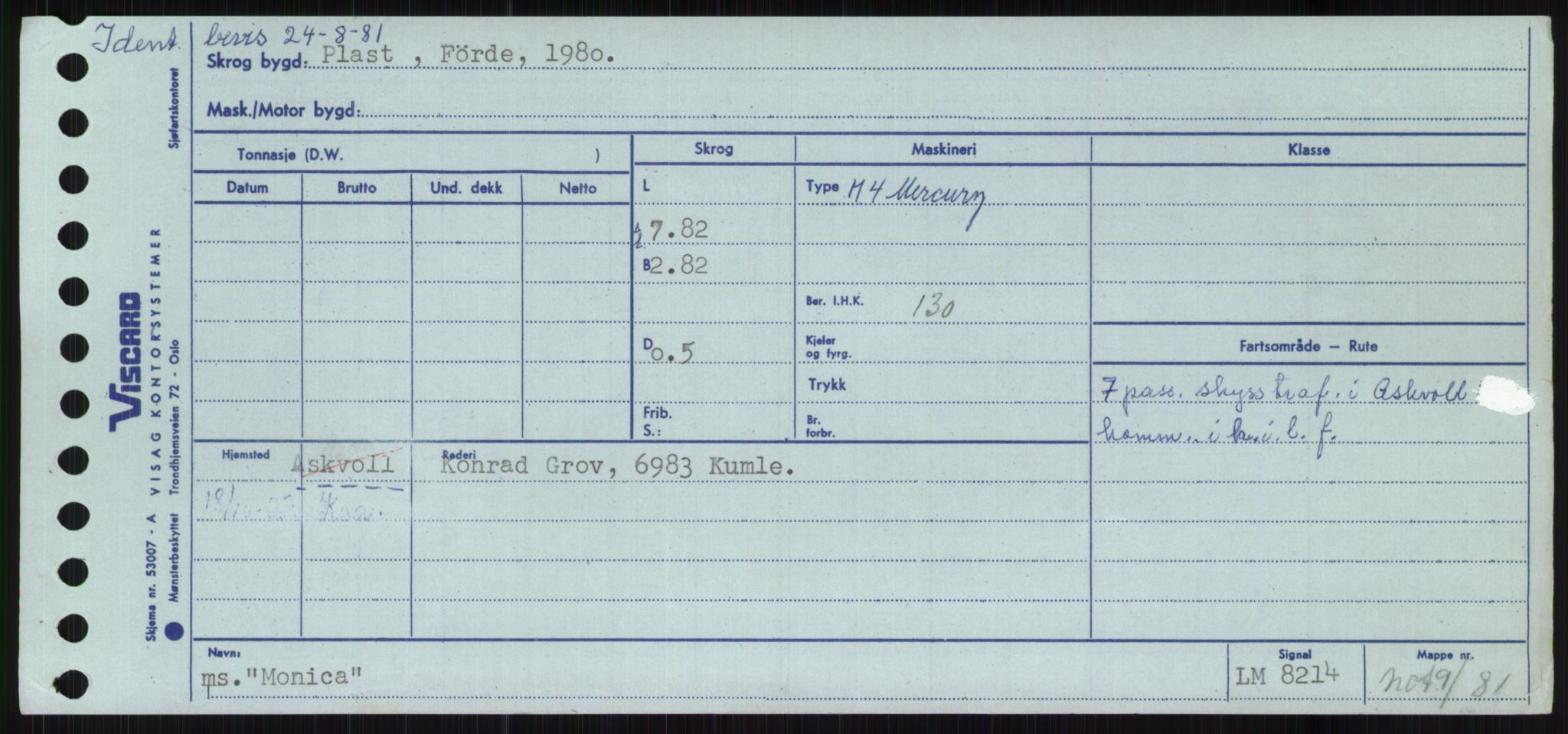 Sjøfartsdirektoratet med forløpere, Skipsmålingen, RA/S-1627/H/Ha/L0004/0001: Fartøy, Mas-R / Fartøy, Mas-Odd, p. 221