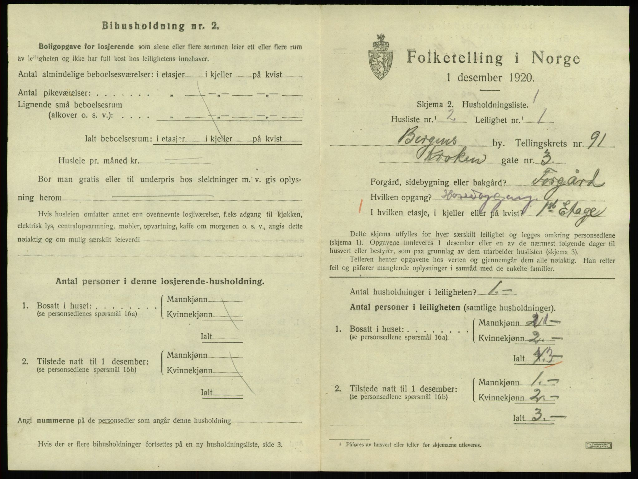 SAB, 1920 census for Bergen, 1920, p. 39849