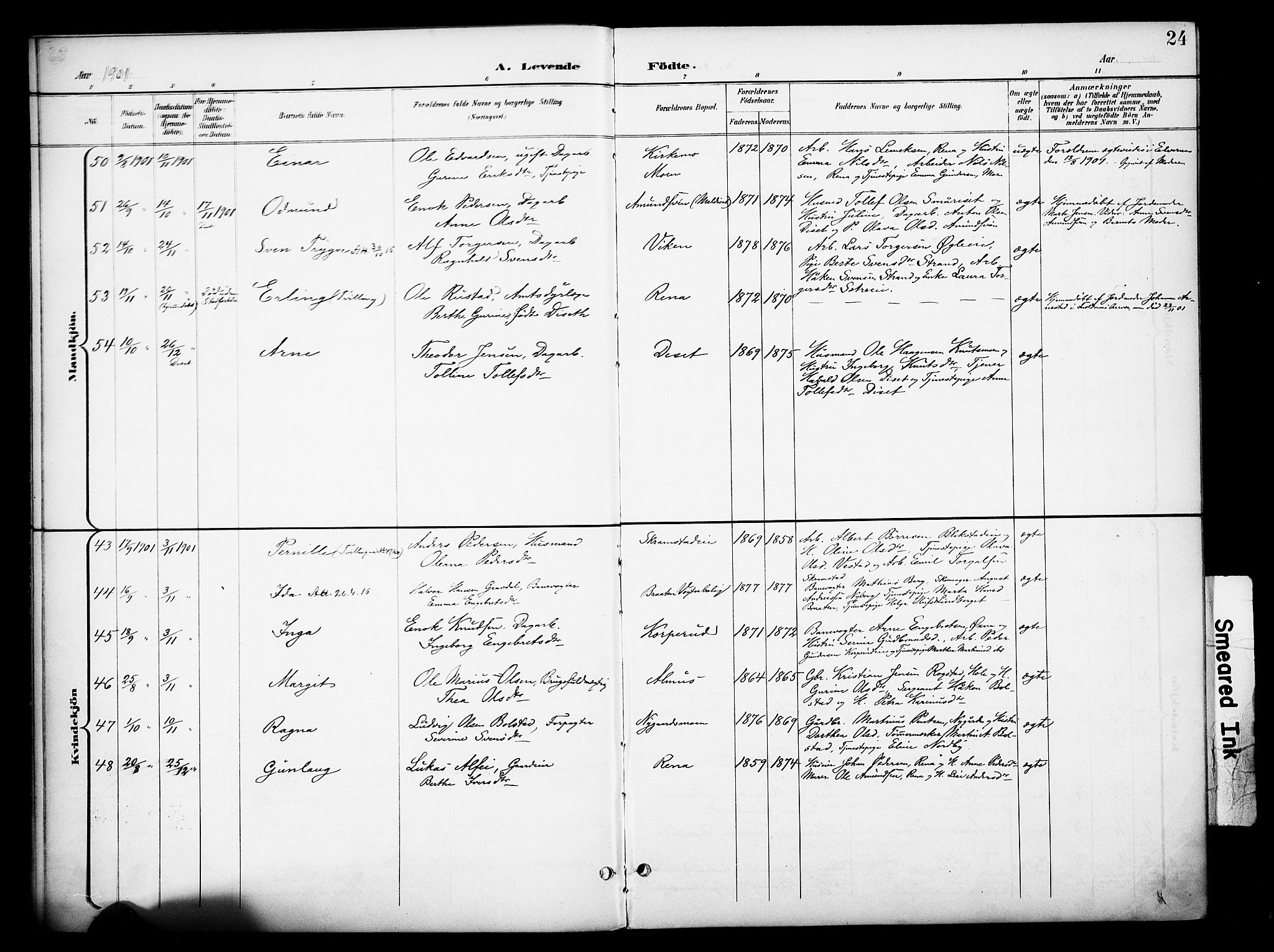 Åmot prestekontor, Hedmark, AV/SAH-PREST-056/H/Ha/Haa/L0013: Parish register (official) no. 13, 1898-1906, p. 24