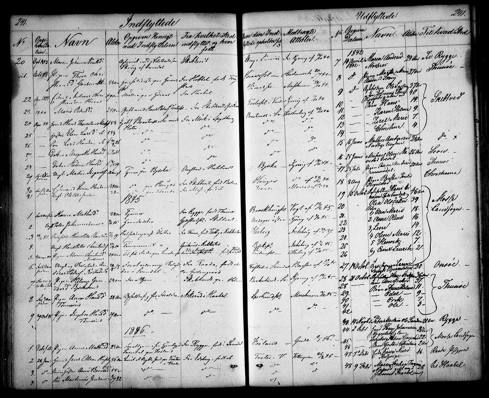 Våler prestekontor Kirkebøker, SAO/A-11083/F/Fa/L0006: Parish register (official) no. I 6, 1840-1861, p. 241