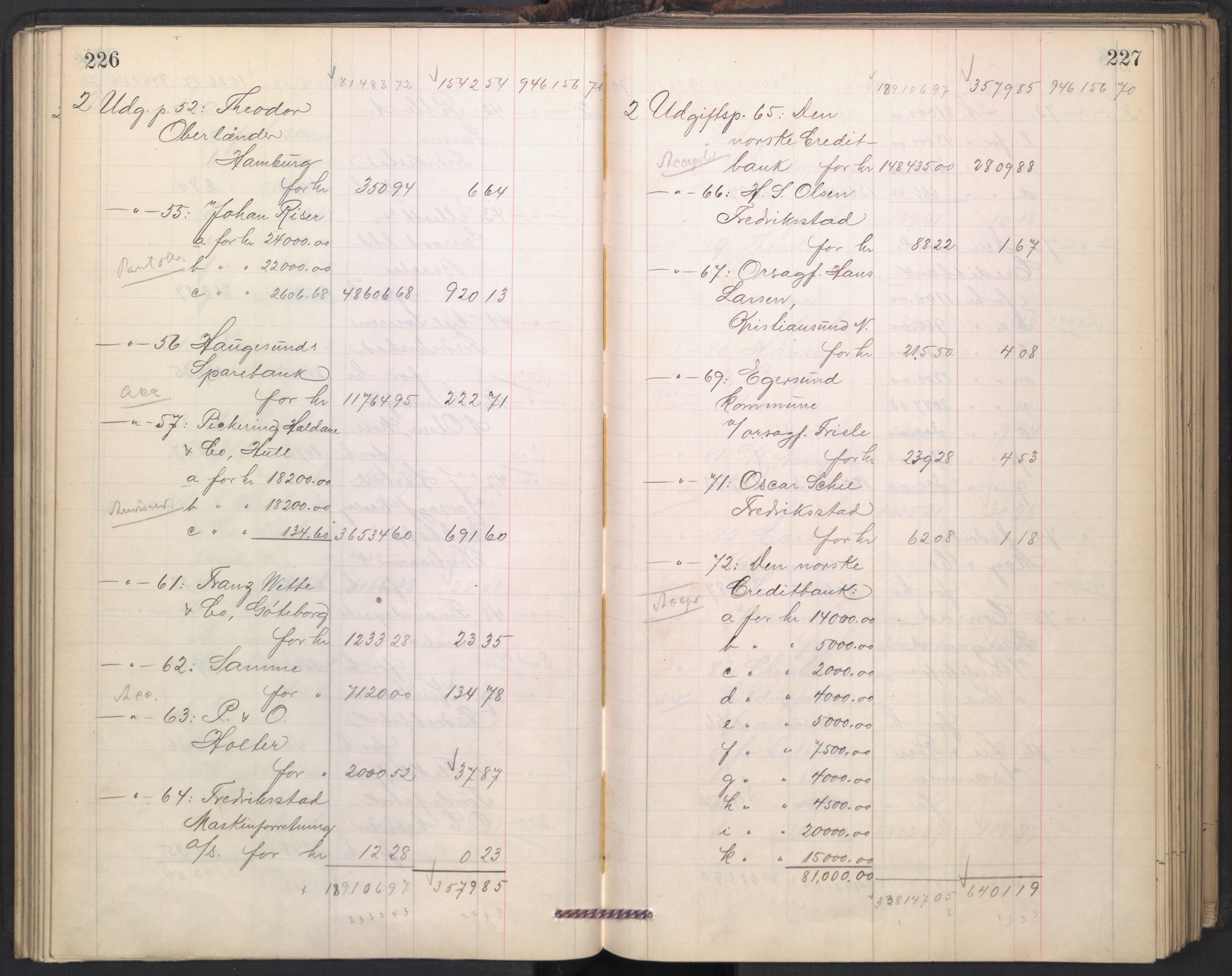 Oslo skifterett, AV/SAO-A-10383/H/Hd/Hdd/L0004: Skifteutlodningsprotokoll for konkursbo, 1906-1915, p. 226-227