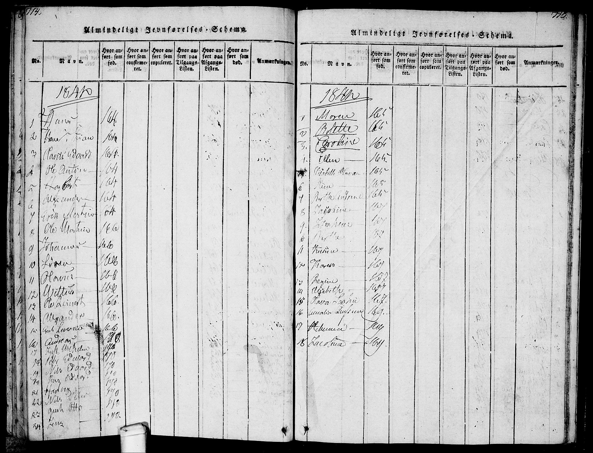 Hvaler prestekontor Kirkebøker, SAO/A-2001/F/Fa/L0005: Parish register (official) no. I 5, 1816-1845, p. 714-715
