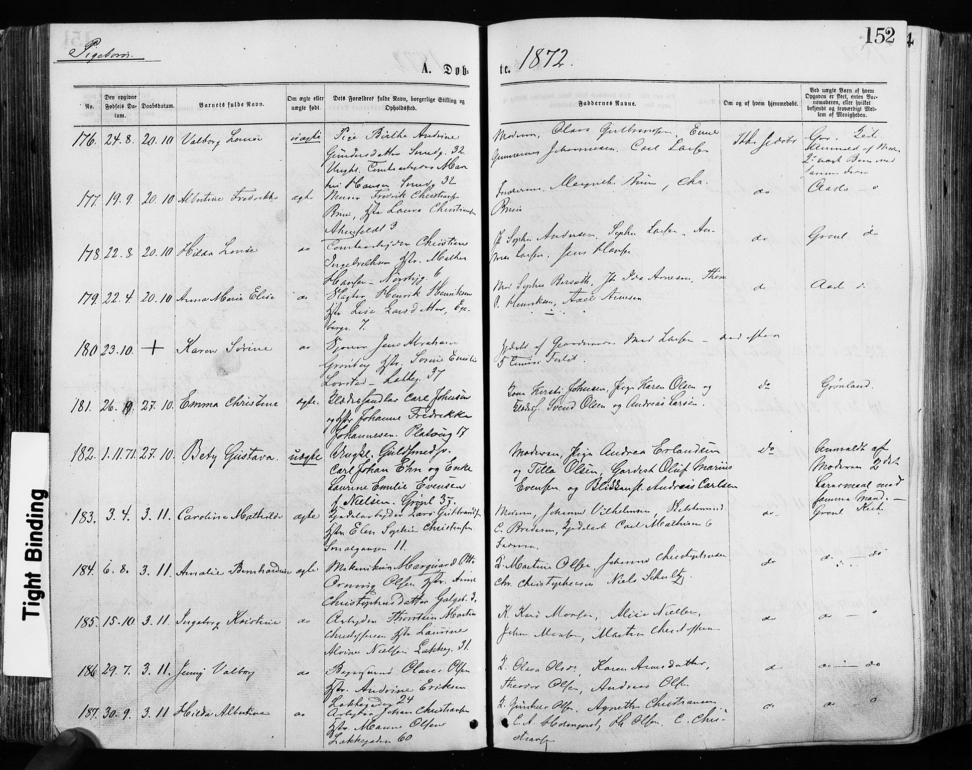 Grønland prestekontor Kirkebøker, SAO/A-10848/F/Fa/L0004: Parish register (official) no. 4, 1869-1880, p. 152