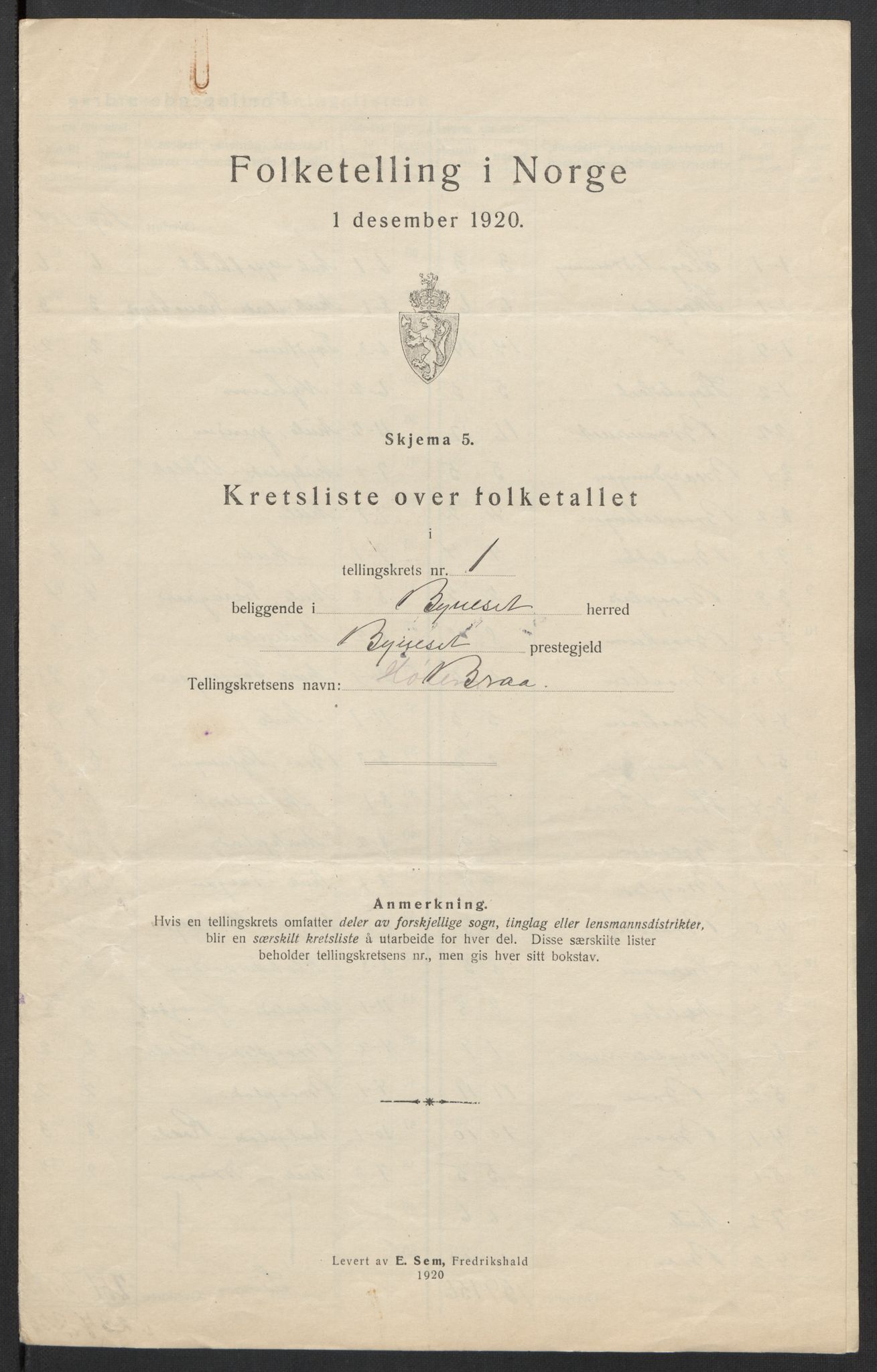 SAT, 1920 census for Byneset, 1920, p. 6