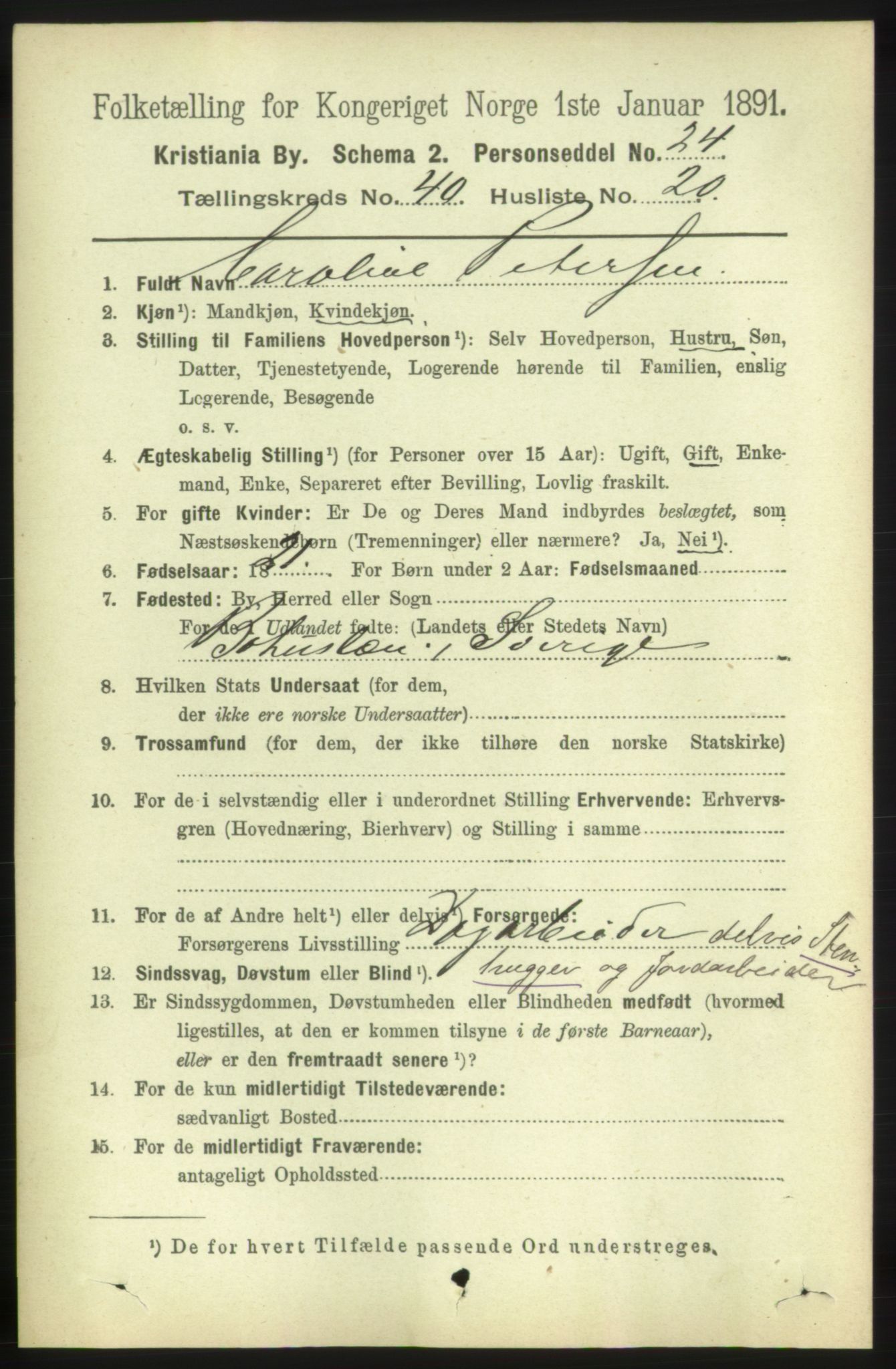 RA, 1891 census for 0301 Kristiania, 1891, p. 23463