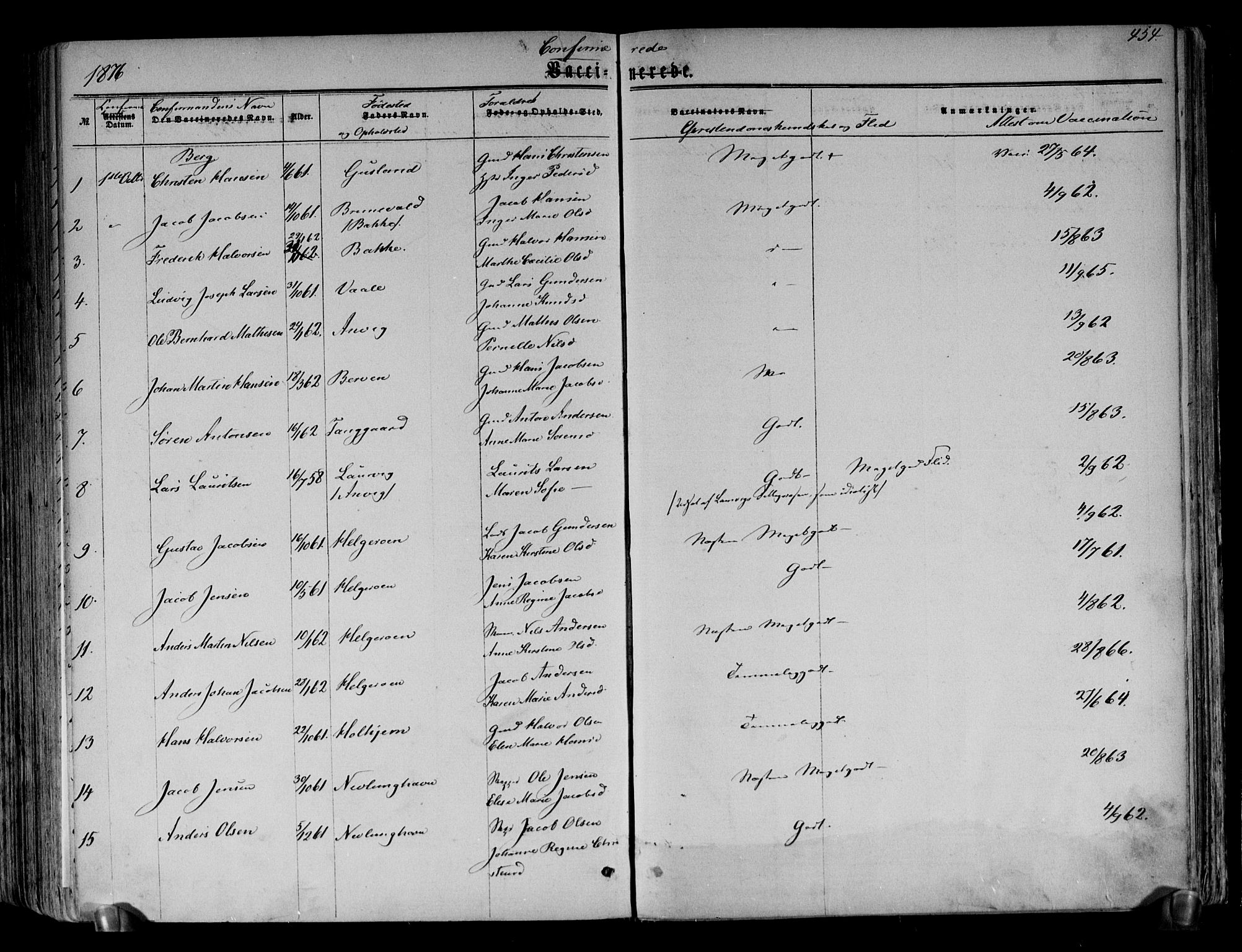 Brunlanes kirkebøker, AV/SAKO-A-342/F/Fa/L0005: Parish register (official) no. I 5, 1862-1877, p. 454