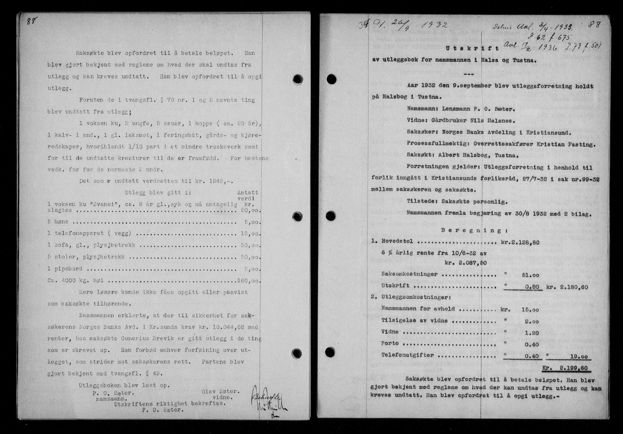 Nordmøre sorenskriveri, AV/SAT-A-4132/1/2/2Ca/L0076: Mortgage book no. 66, 1932-1933, Deed date: 26.09.1932