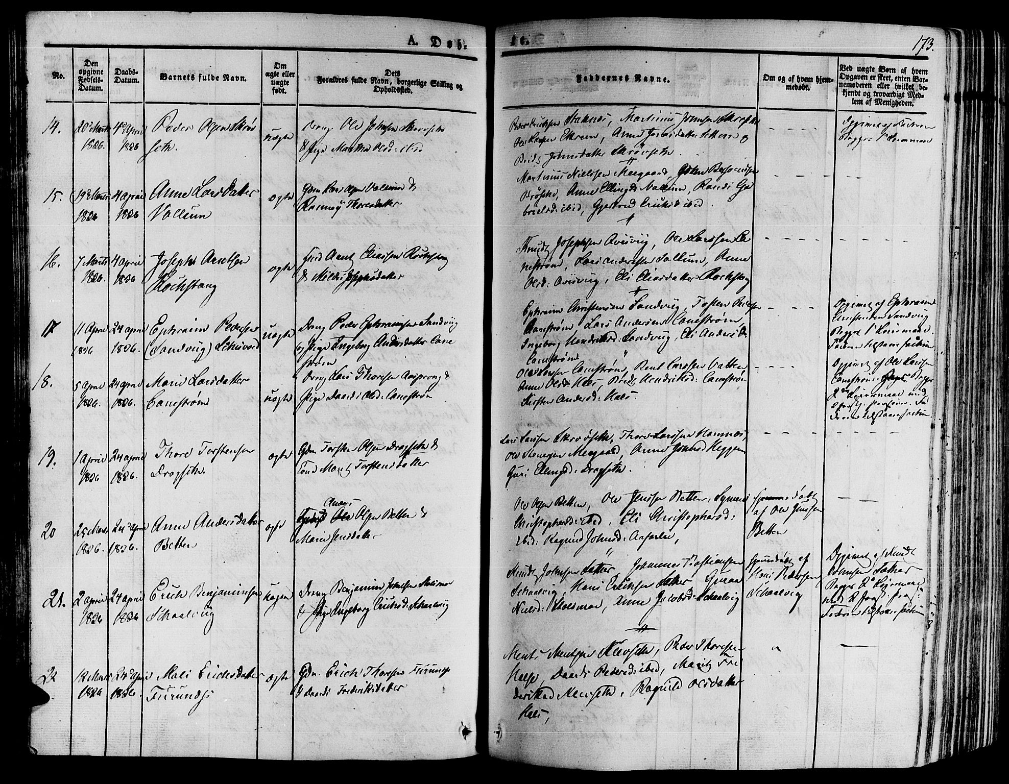 Ministerialprotokoller, klokkerbøker og fødselsregistre - Møre og Romsdal, SAT/A-1454/592/L1025: Parish register (official) no. 592A03 /2, 1831-1849, p. 173