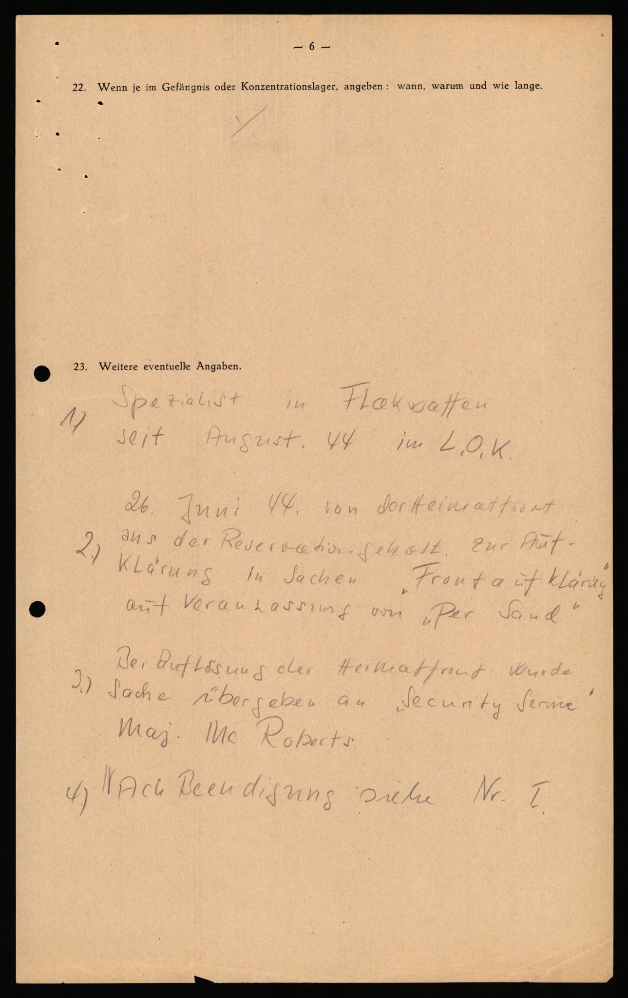 Forsvaret, Forsvarets overkommando II, AV/RA-RAFA-3915/D/Db/L0037: CI Questionaires. Tyske okkupasjonsstyrker i Norge. Tyskere., 1945-1946, p. 309