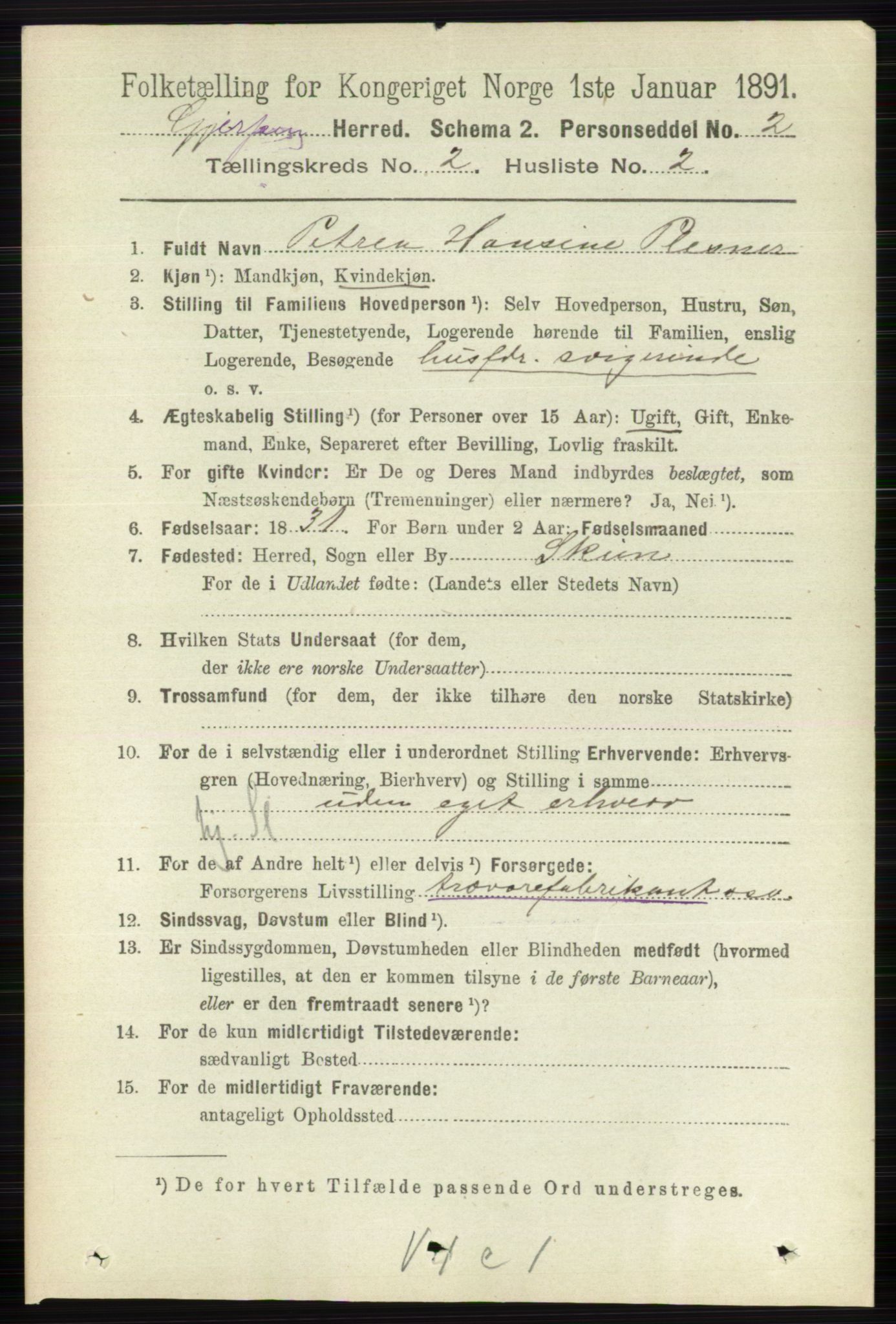 RA, 1891 census for 0812 Gjerpen, 1891, p. 743