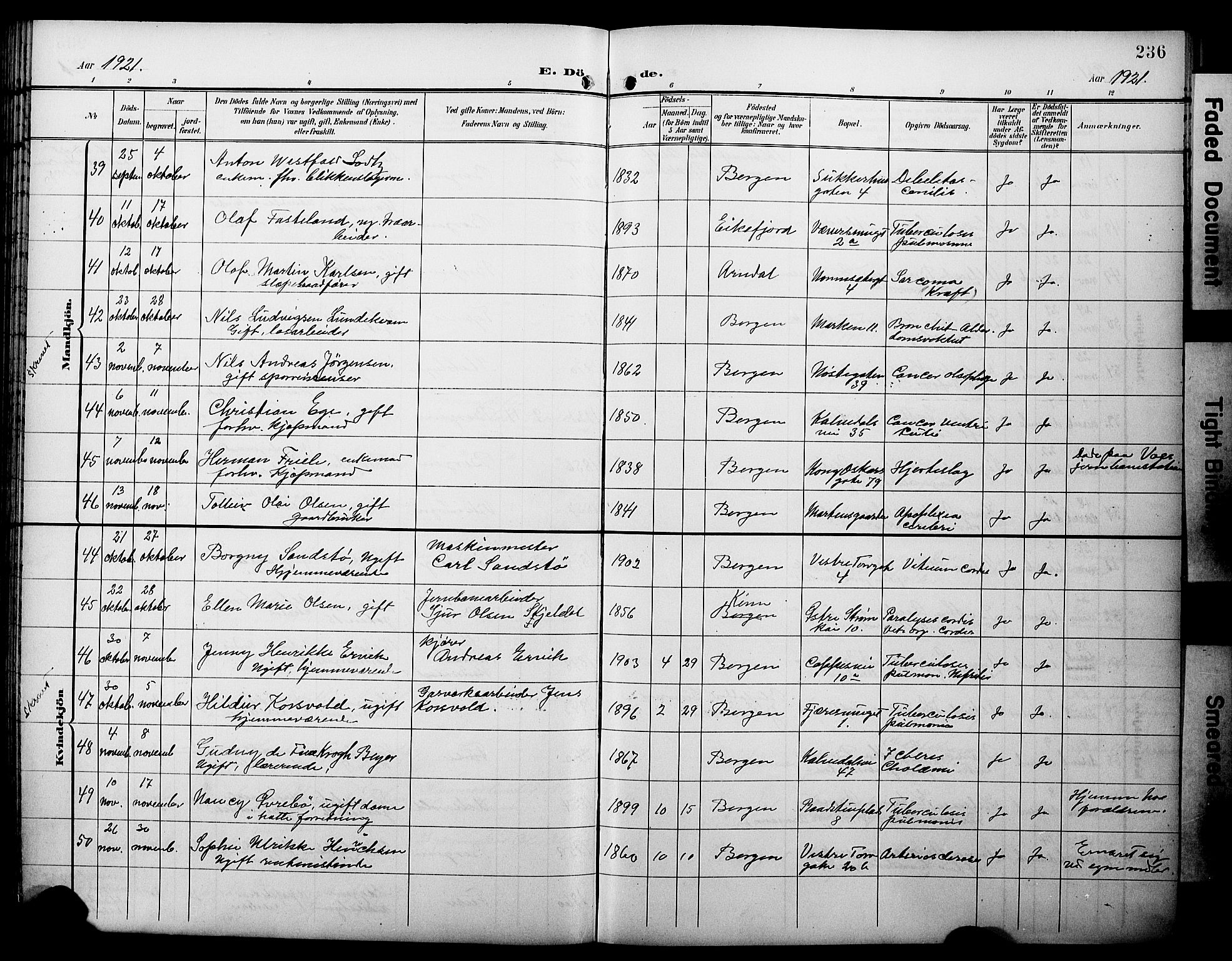 Domkirken sokneprestembete, AV/SAB-A-74801/H/Hab/L0042: Parish register (copy) no. E 6, 1900-1929, p. 236