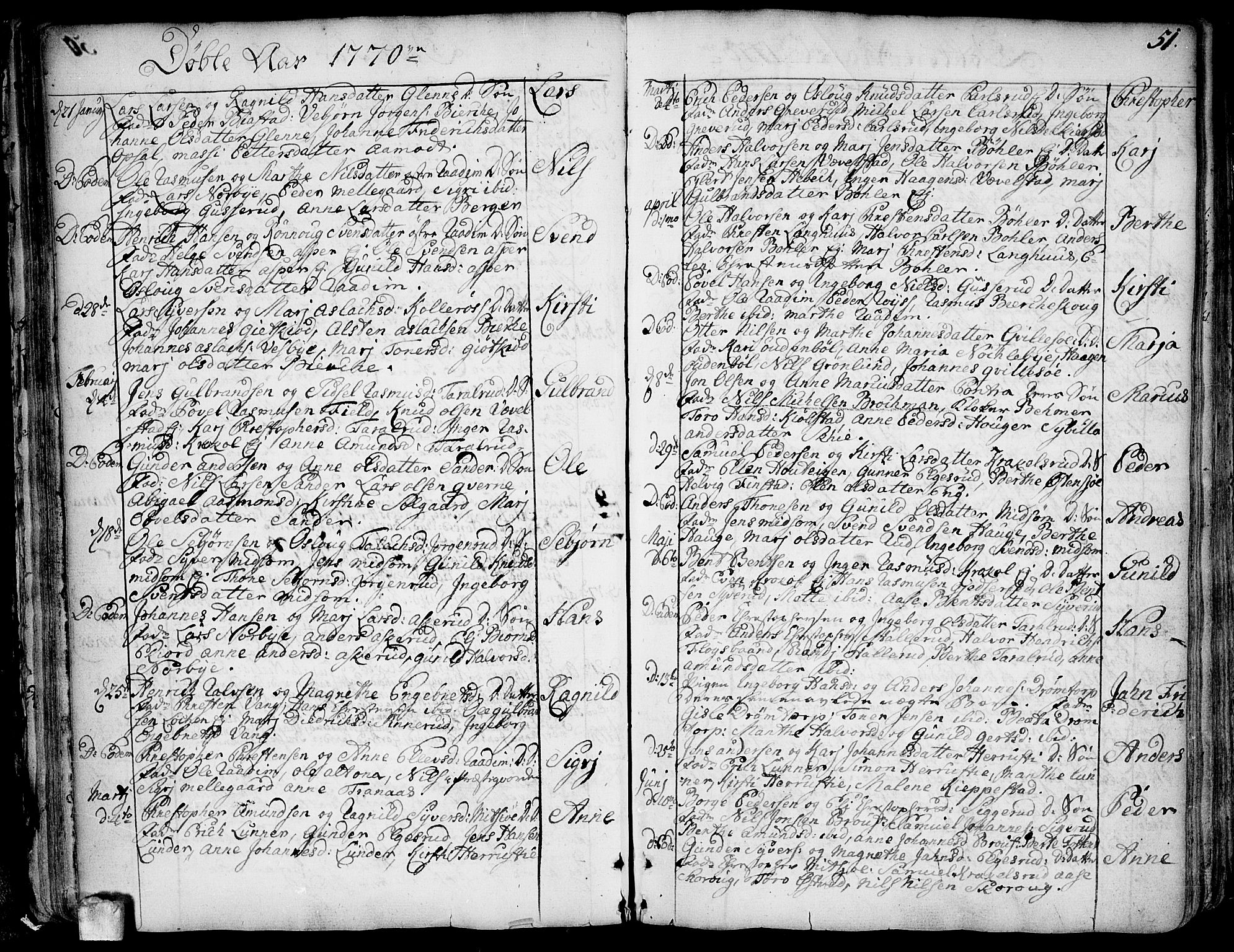 Kråkstad prestekontor Kirkebøker, SAO/A-10125a/F/Fa/L0001: Parish register (official) no. I 1, 1736-1785, p. 51