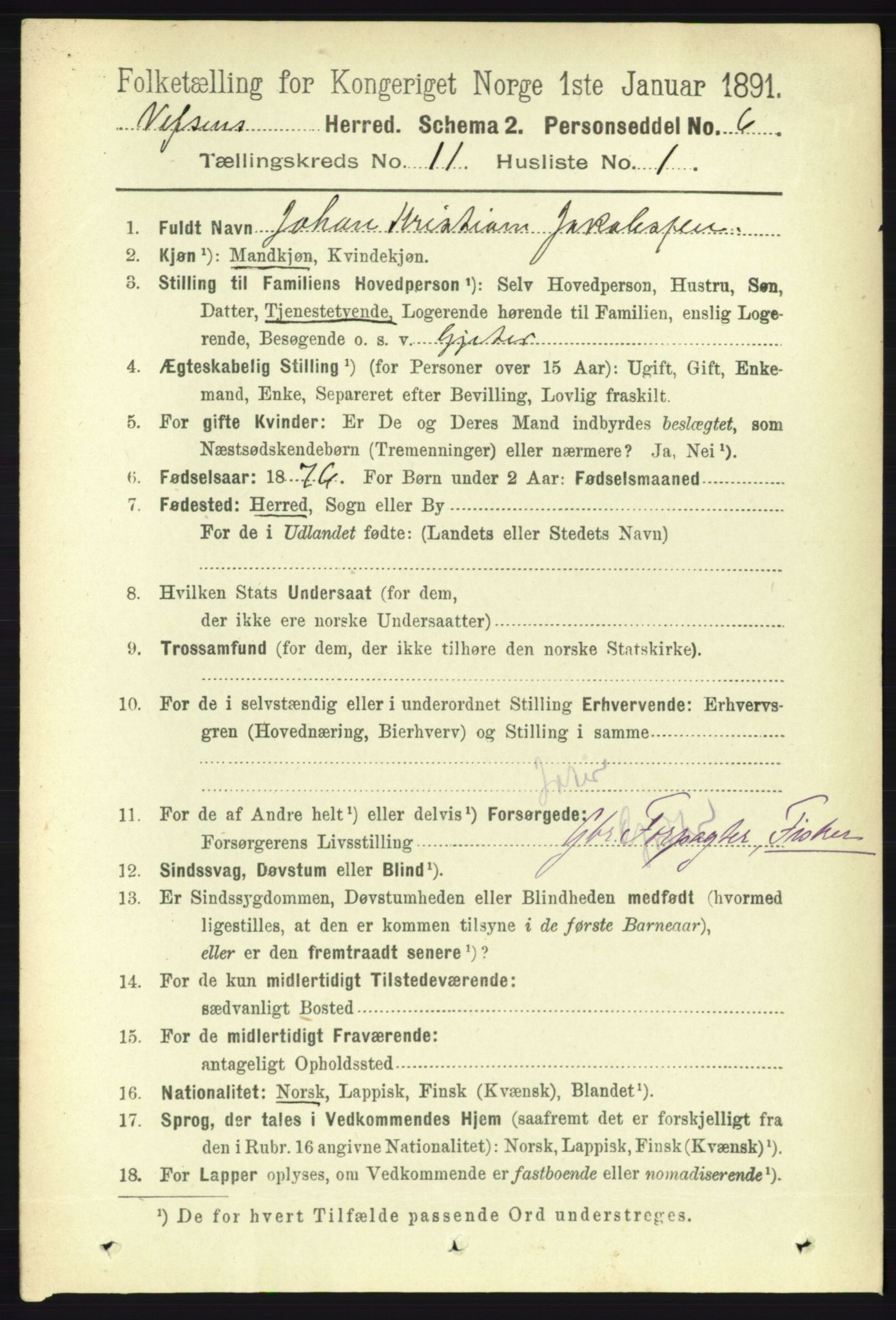 RA, 1891 census for 1824 Vefsn, 1891, p. 5669