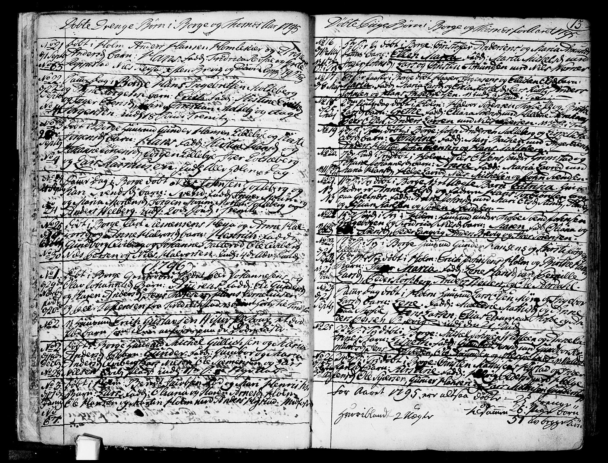 Borge prestekontor Kirkebøker, SAO/A-10903/F/Fa/L0002: Parish register (official) no. I 2, 1791-1817, p. 13