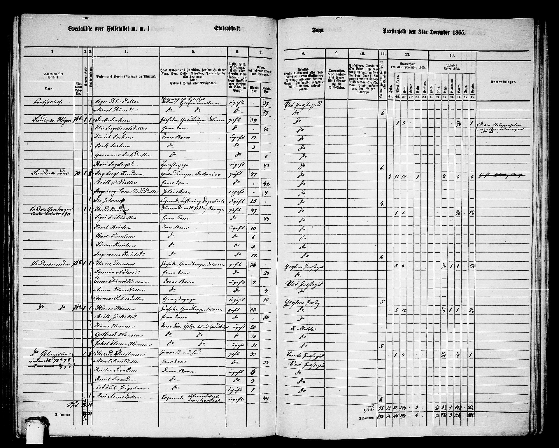 RA, 1865 census for Veøy, 1865, p. 50