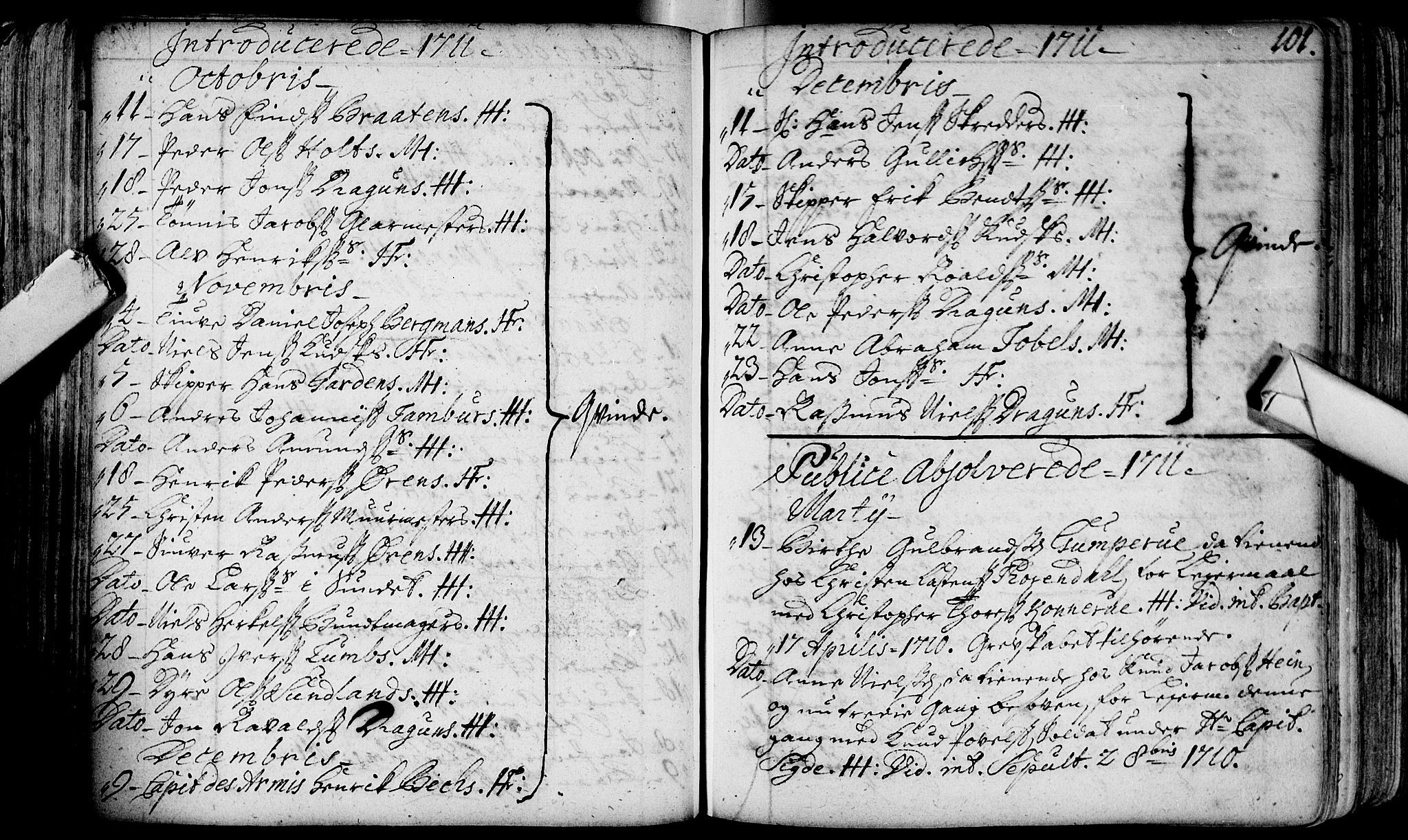 Bragernes kirkebøker, SAKO/A-6/F/Fa/L0003: Parish register (official) no. I 3, 1706-1734, p. 101