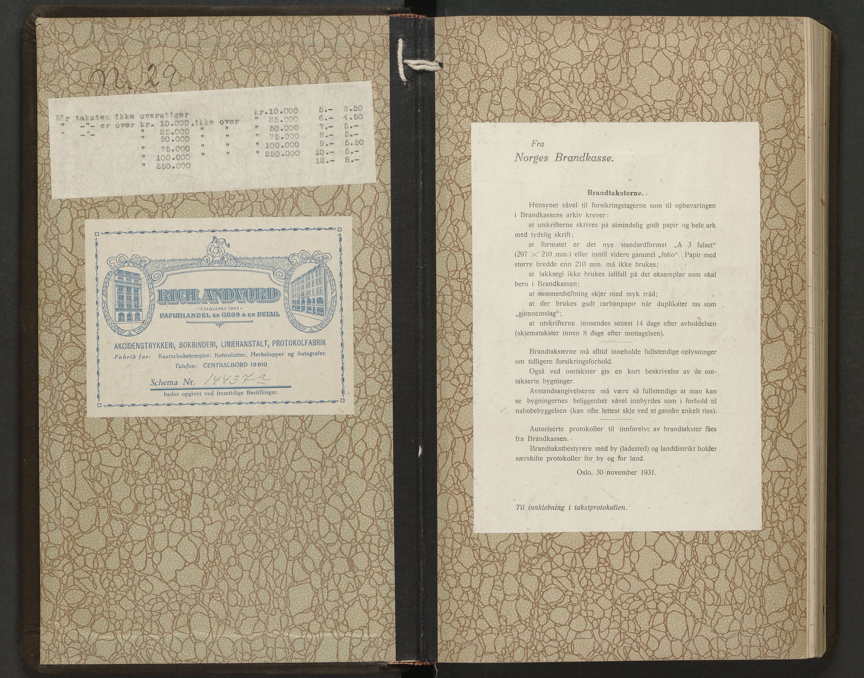 Norges Brannkasse Kristiansand, AV/SAK-2241-0030/F/Fa/L0046: Branntakstprotokoll nr. B29, 1932-1939