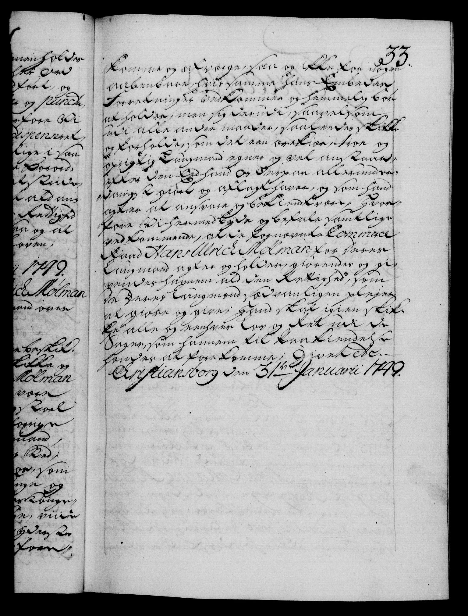 Danske Kanselli 1572-1799, AV/RA-EA-3023/F/Fc/Fca/Fcaa/L0036: Norske registre, 1749-1750, p. 33a